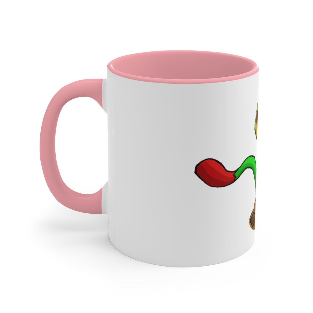 Mepamash Accent Mug featuring a white exterior with a colored interior, available in red, pink, and black options, showcasing its stylish design.