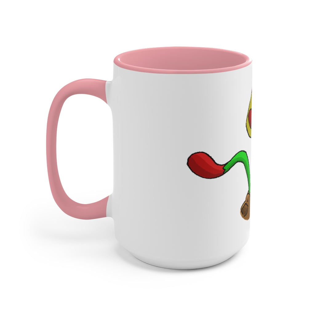 Mepamash Accent Mug featuring a white exterior with a colored interior, available in red, pink, and black options, showcasing its stylish design.