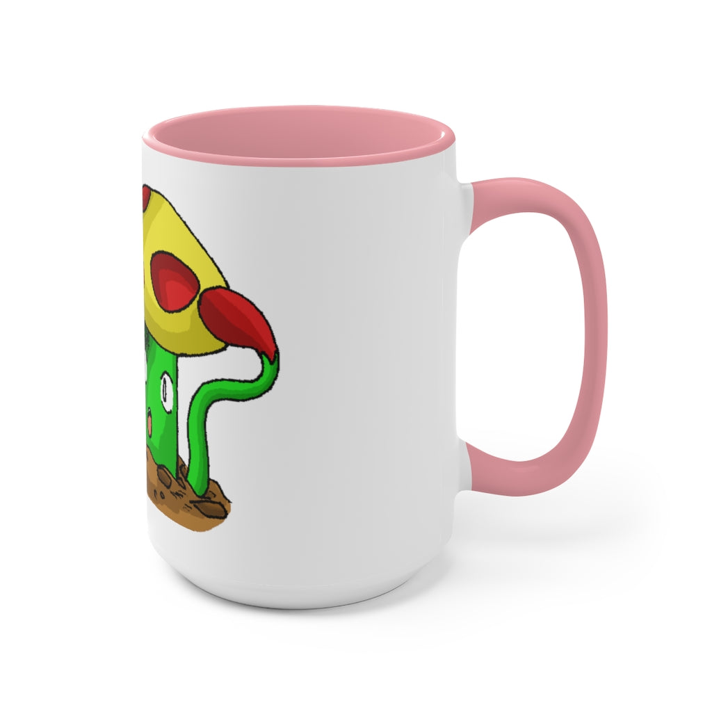 Mepamash Accent Mug featuring a white exterior with a colored interior, available in red, pink, and black options, showcasing its stylish design.