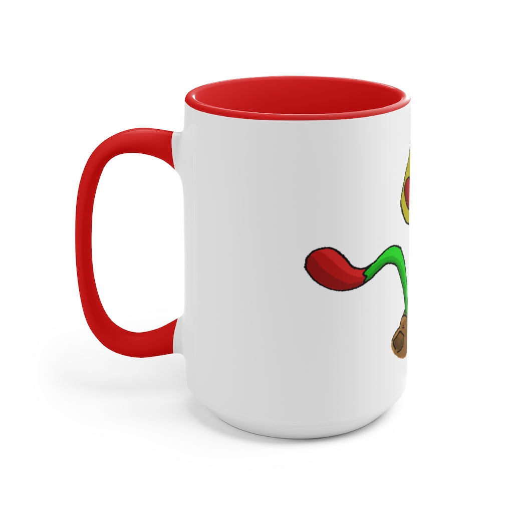 Mepamash Accent Mug featuring a white exterior with a colored interior, available in red, pink, and black options, showcasing its stylish design.