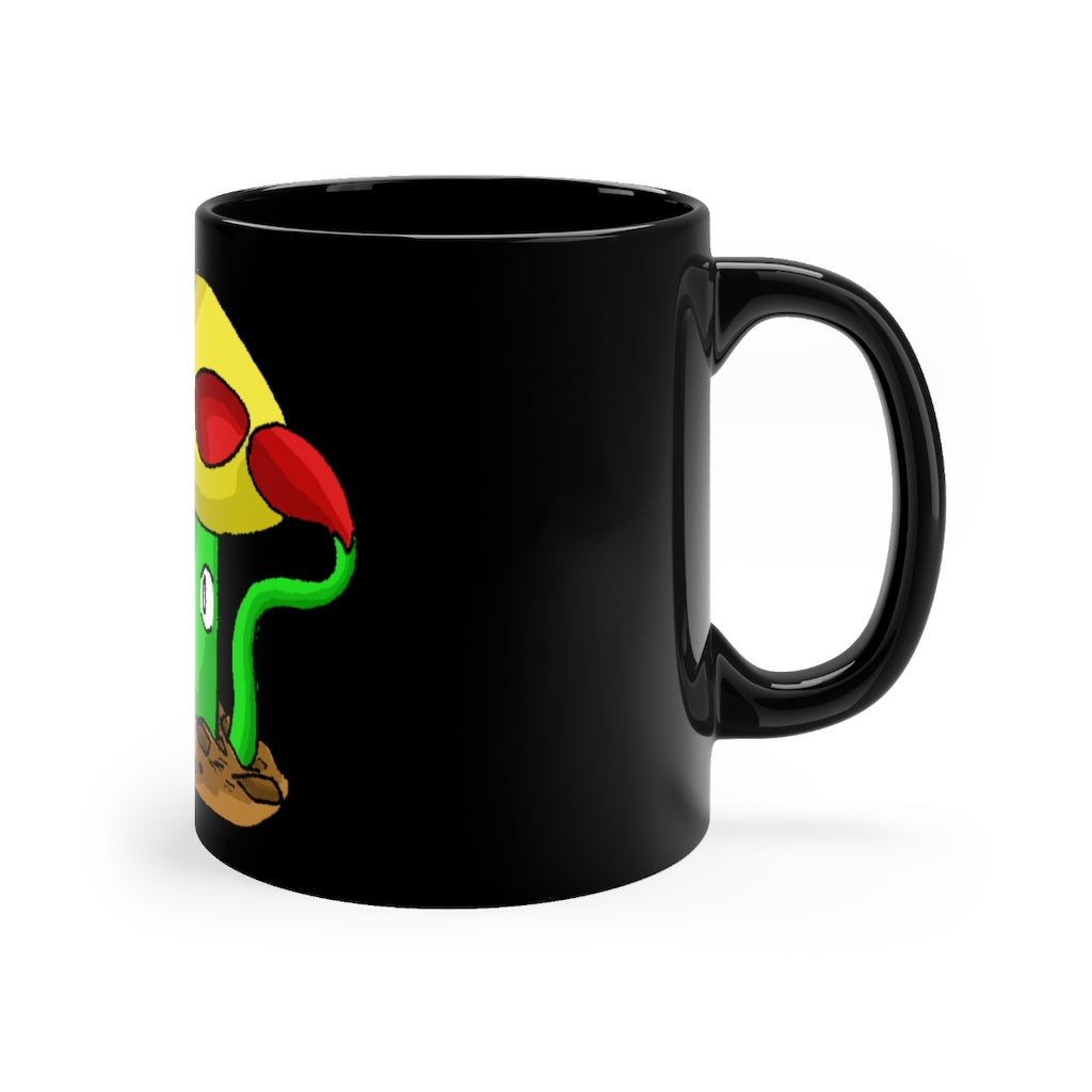 Mepamash Black Mug 11oz with rounded corners and C-handle, showcasing full-wrap decoration.