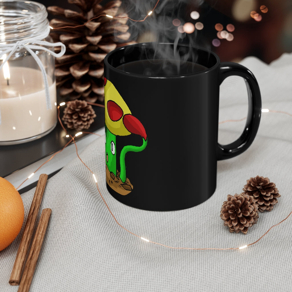 Mepamash Black Mug 11oz with rounded corners and C-handle, showcasing full-wrap decoration.