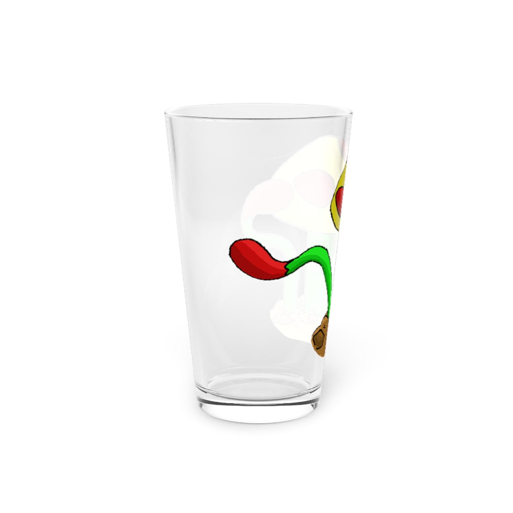 Mepamash Pint Glass, 16oz, clear glass with custom printed design, perfect for beverages.