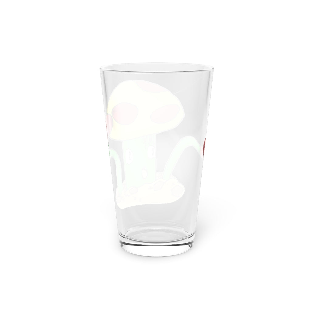 Mepamash Pint Glass, 16oz, clear glass with custom printed design, perfect for beverages.