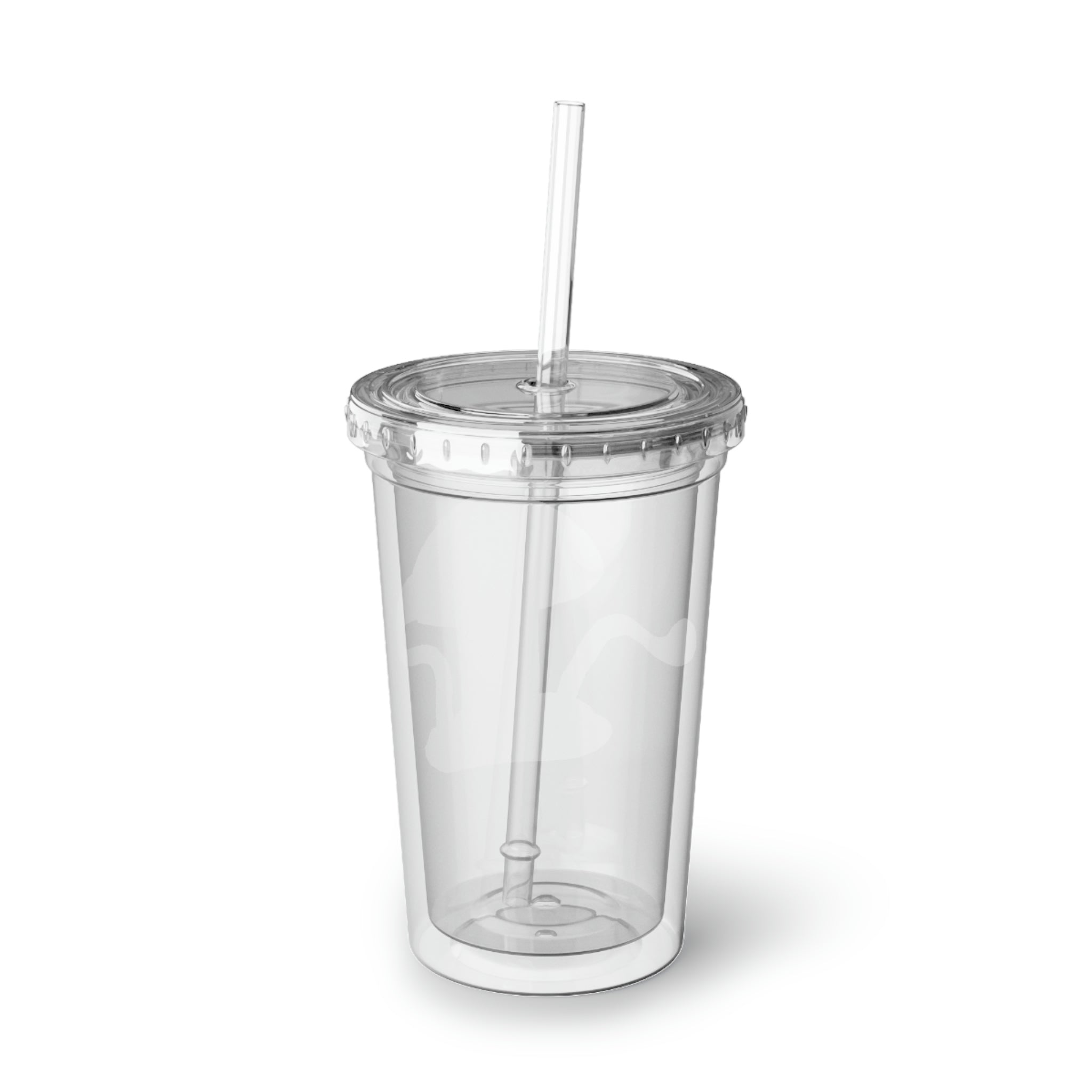 Mepamash Suave Acrylic Cup in stainless steel with a black screw-on cap and plastic straw, showcasing a customizable design.