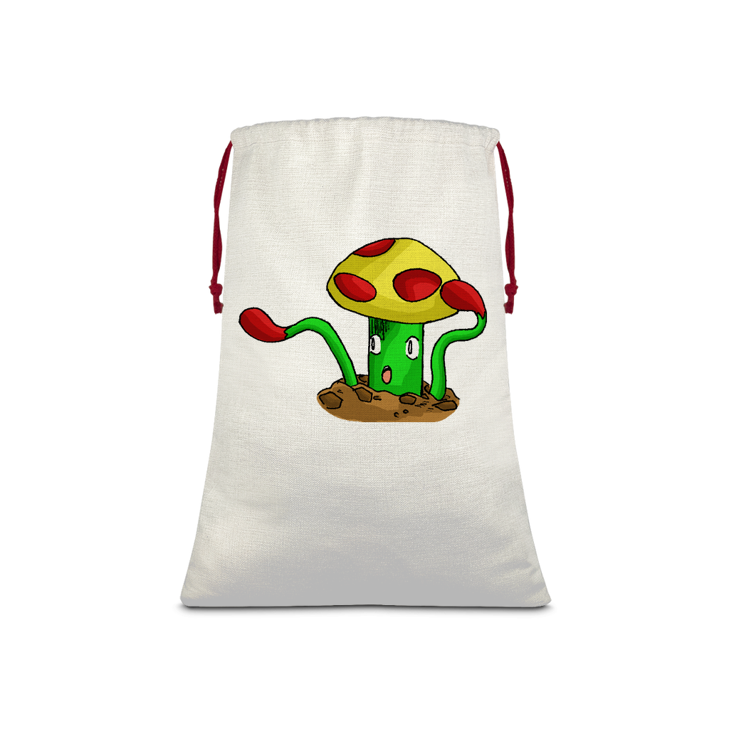 Mepamash Sublimation Linen Drawstring Sack with red drawstring, showcasing its linen effect and eco-friendly print.