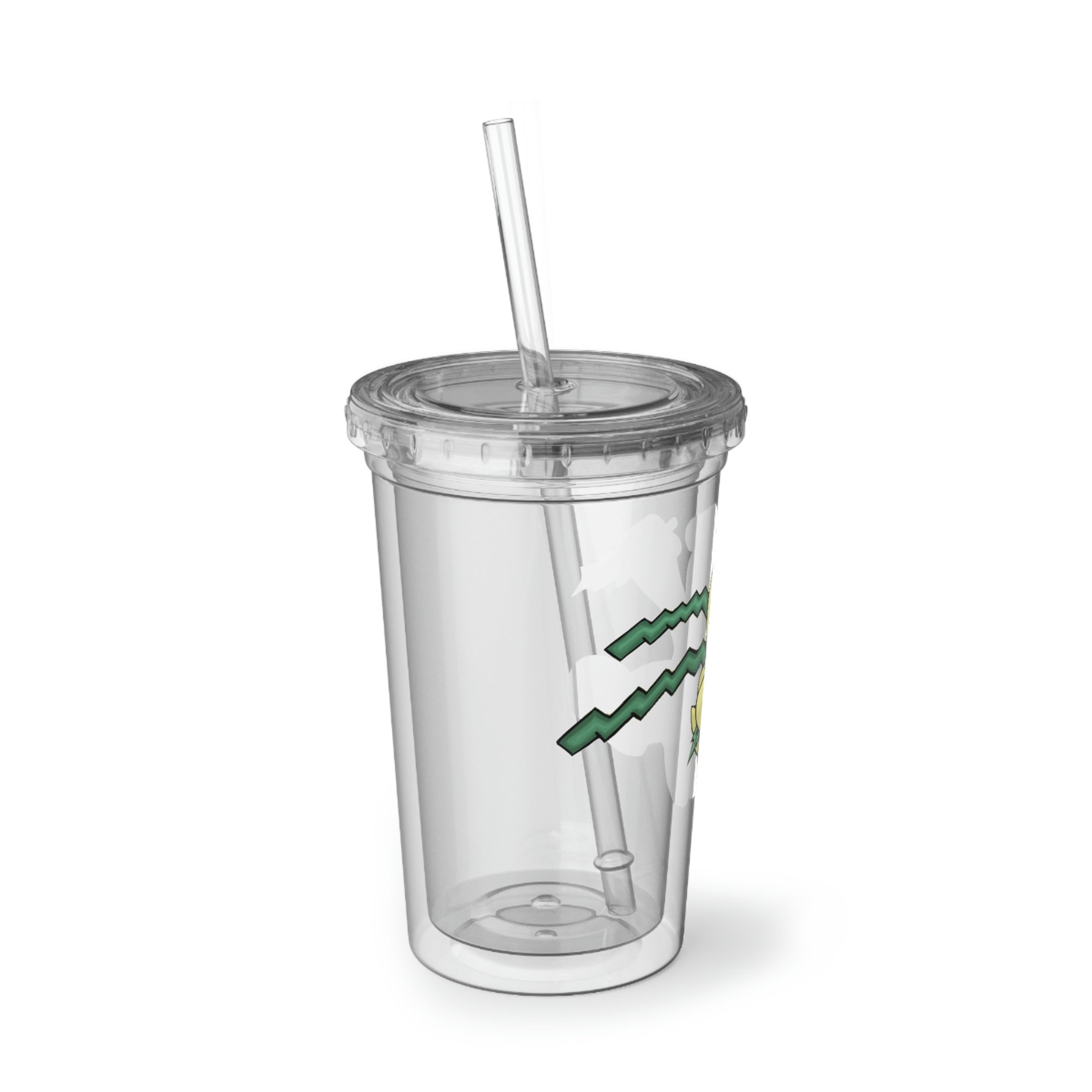 Mercardo Suave Acrylic Cup with vibrant artwork, double-wall insulation, and a straw, perfect for hot and cold beverages.