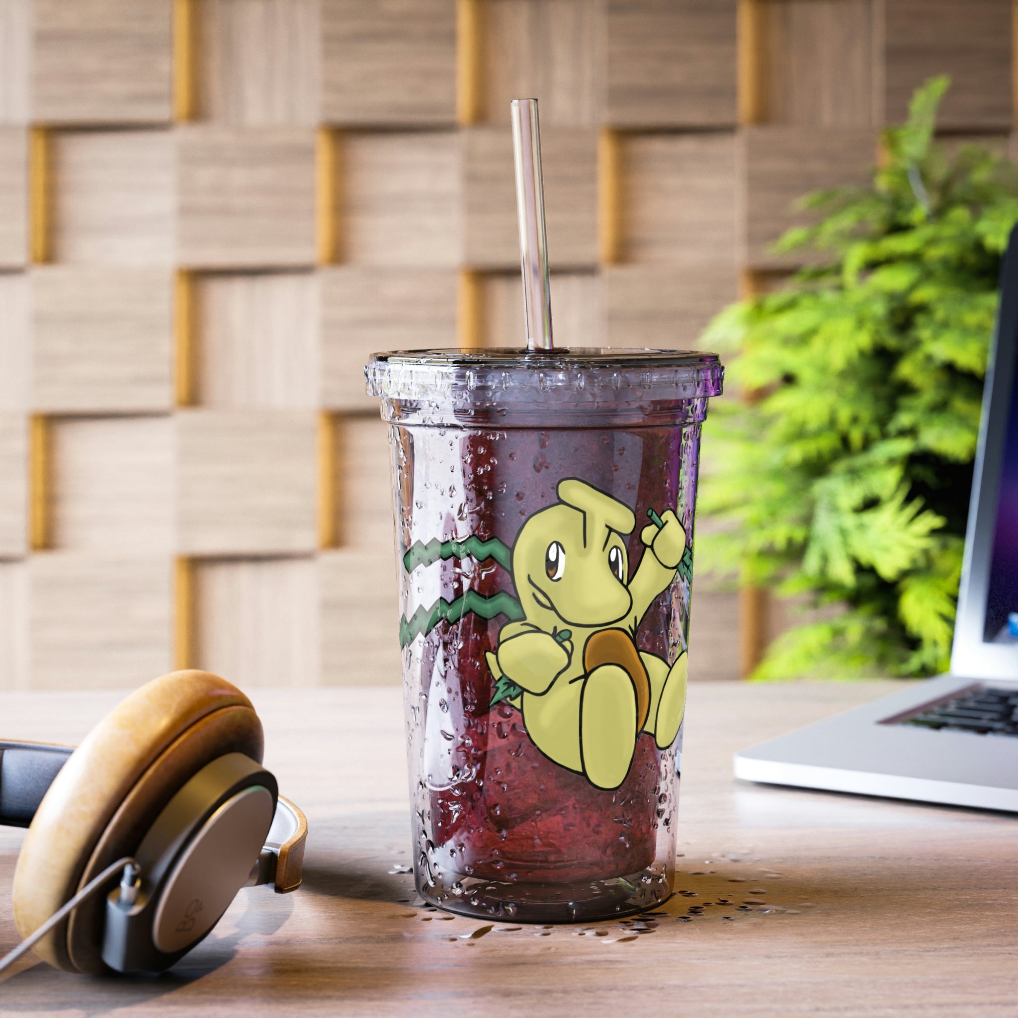 Mercardo Suave Acrylic Cup with vibrant artwork, double-wall insulation, and a straw, perfect for hot and cold beverages.