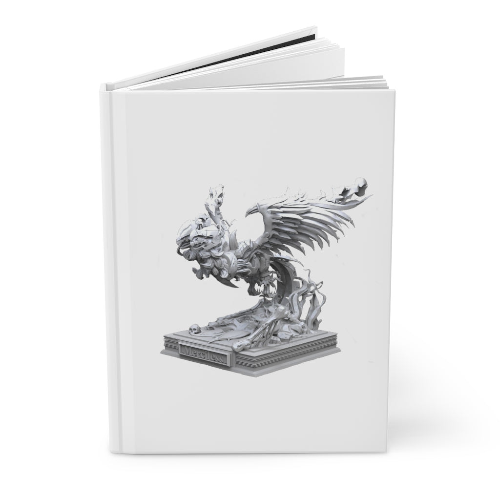 Merciless the Flaming SkyBird Hardcover Journal with matte finish, customizable covers, and lined pages, perfect for personal journaling.