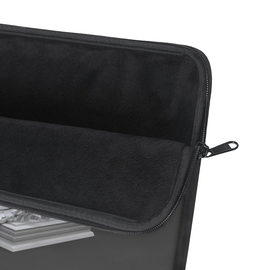 Merciless SkyBird Laptop Sleeve featuring a stylish design with a black backside and top loading zipper, available in three sizes.