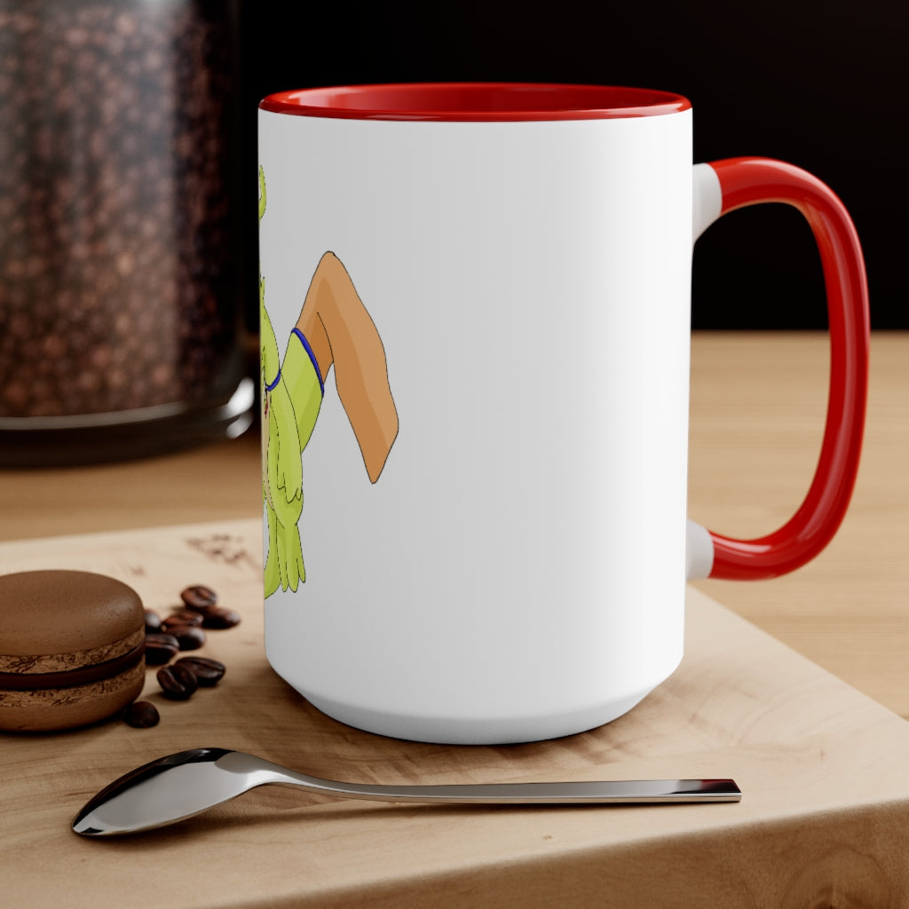 Mergilender Accent Mug showcasing its two-tone design with a colored interior and handle, available in multiple colors.