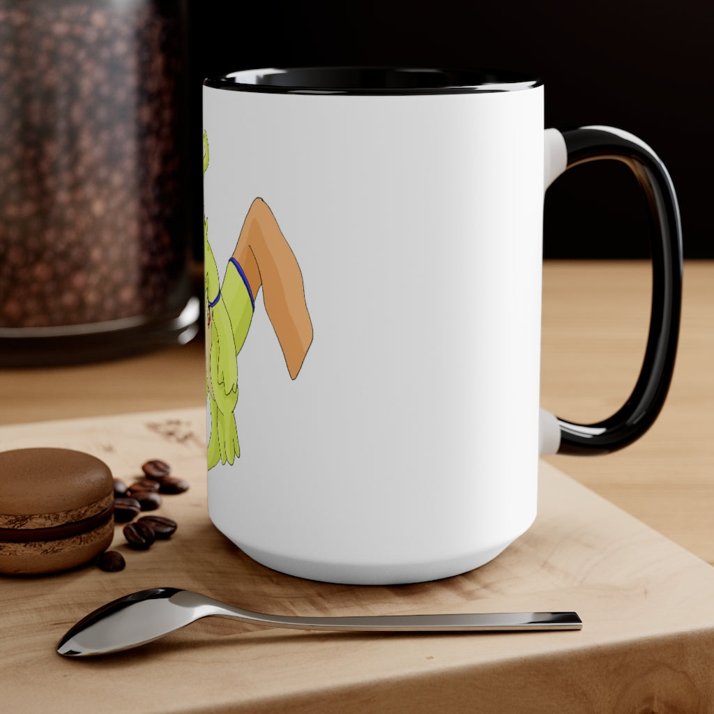 Mergilender Accent Mug showcasing its two-tone design with a colored interior and handle, available in multiple colors.