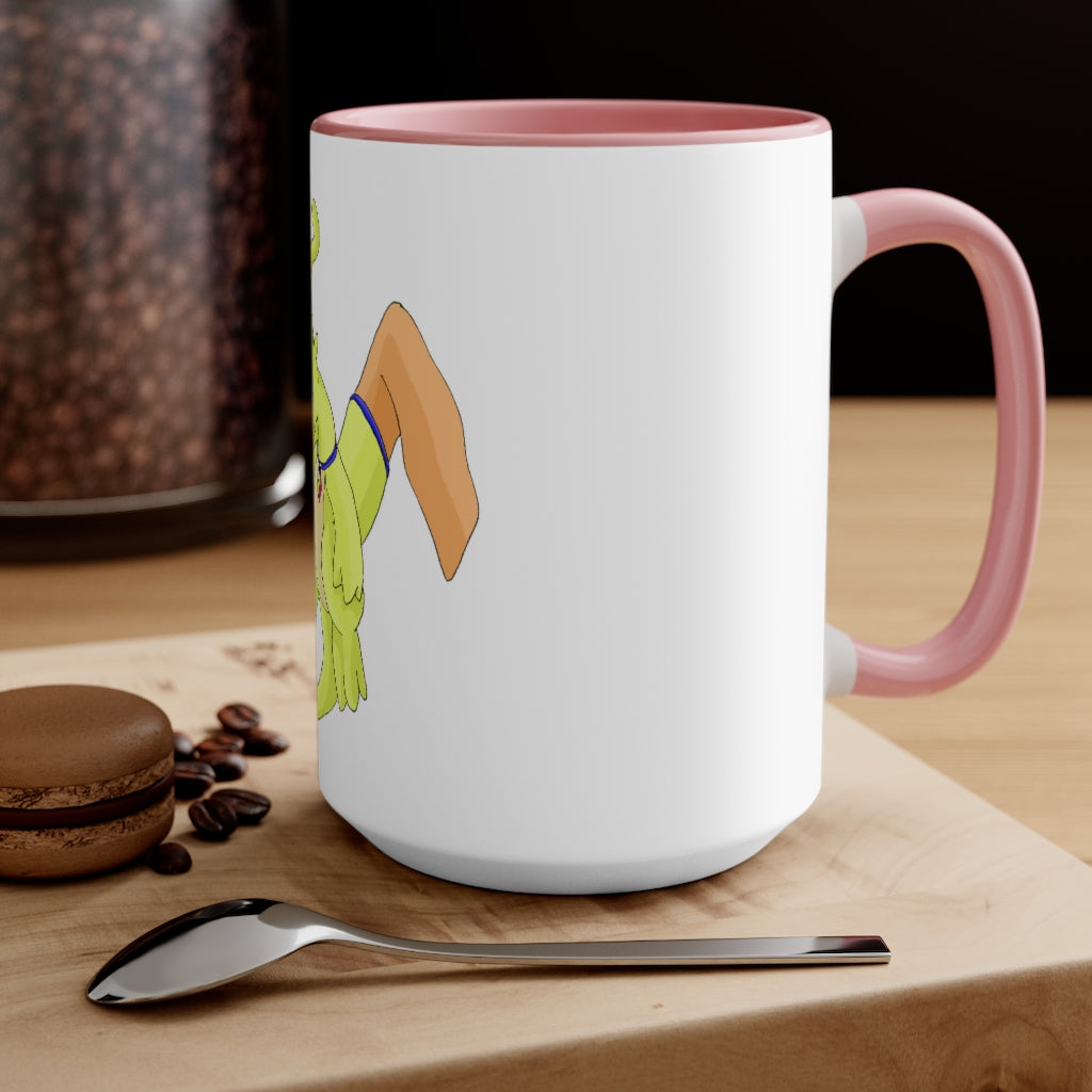 Mergilender Accent Mug showcasing its two-tone design with a colored interior and handle, available in multiple colors.