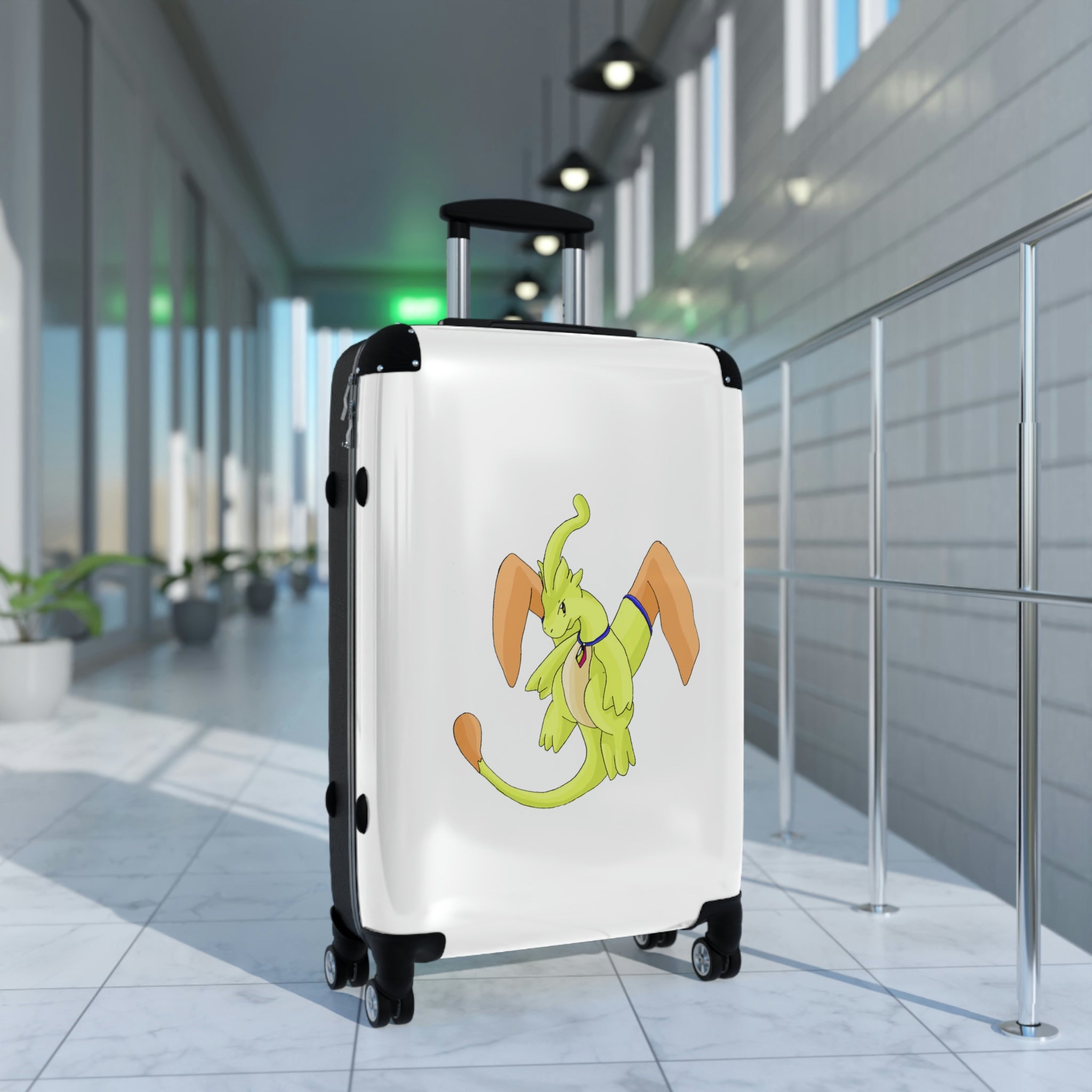 Mergilender Cabin Suitcase featuring a personalized design, lightweight polycarbonate shell, and 360° swivel wheels.