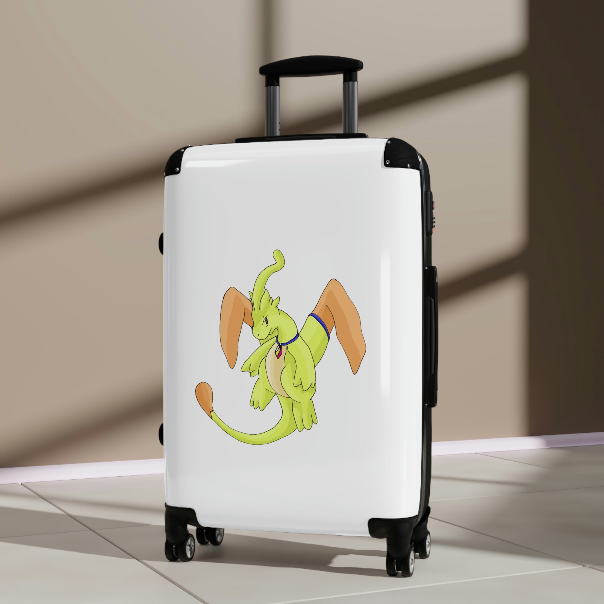 Mergilender Cabin Suitcase featuring a personalized design, lightweight polycarbonate shell, and 360° swivel wheels.