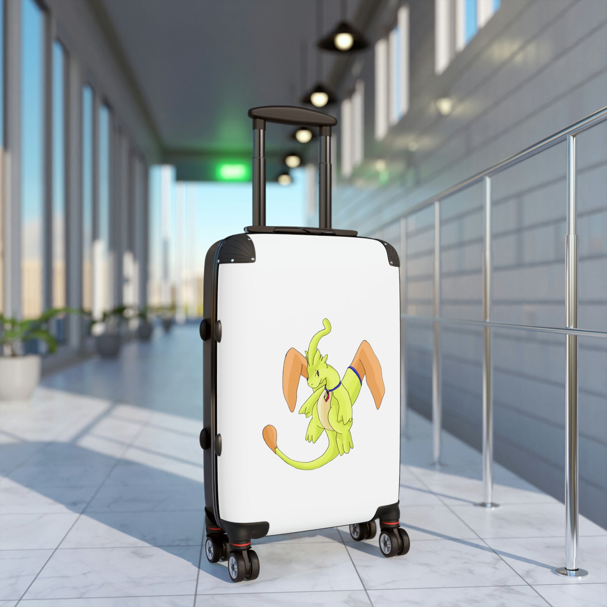 Mergilender Cabin Suitcase featuring a personalized design, lightweight polycarbonate shell, and 360° swivel wheels.