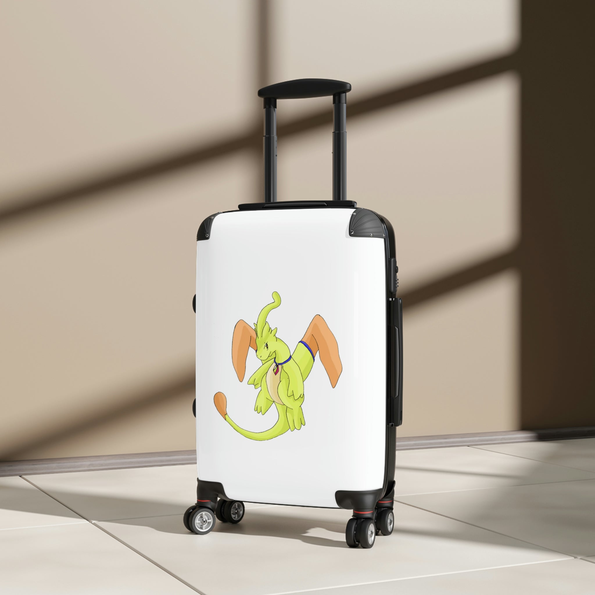 Mergilender Cabin Suitcase featuring a personalized design, lightweight polycarbonate shell, and 360° swivel wheels.