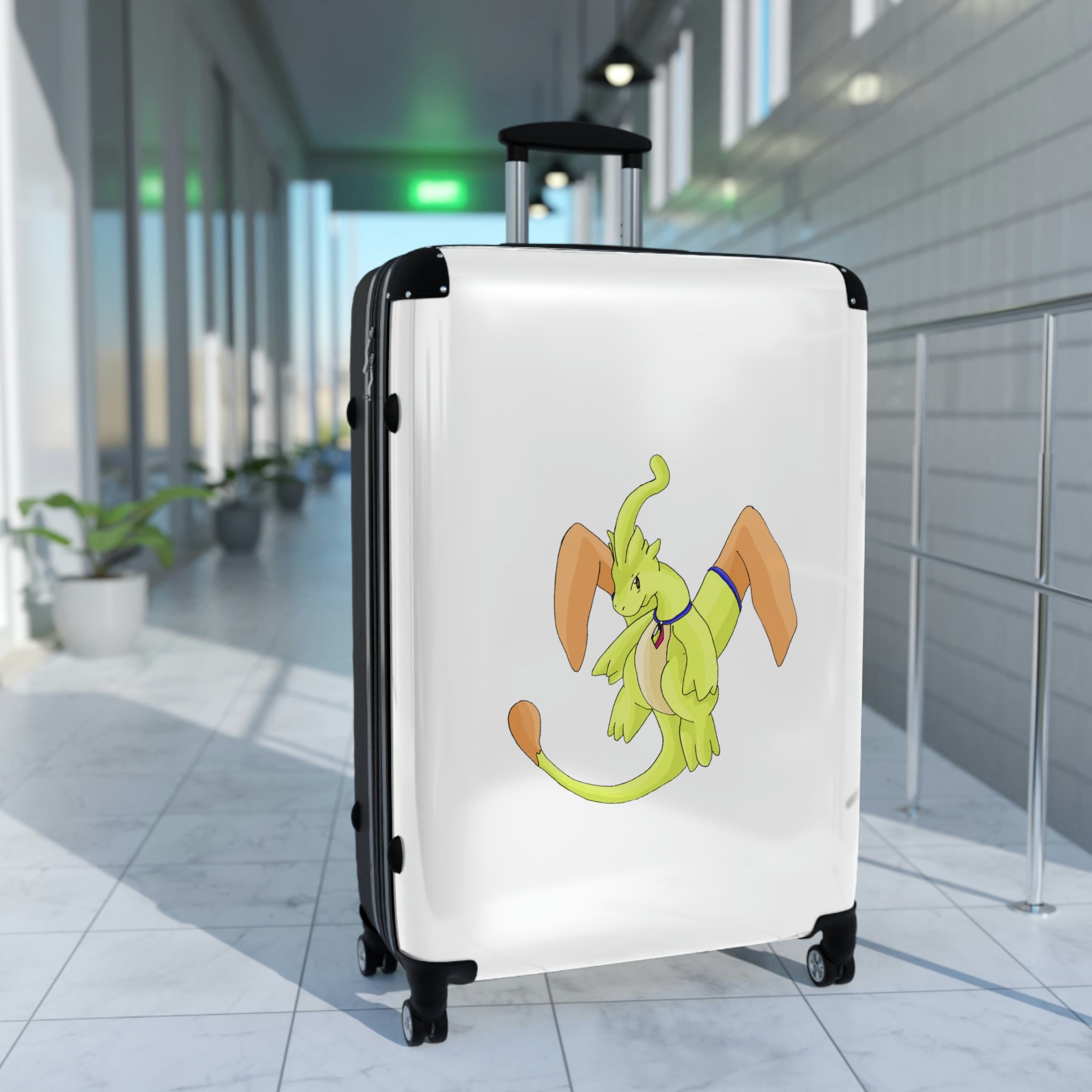 Mergilender Cabin Suitcase featuring a personalized design, lightweight polycarbonate shell, and 360° swivel wheels.