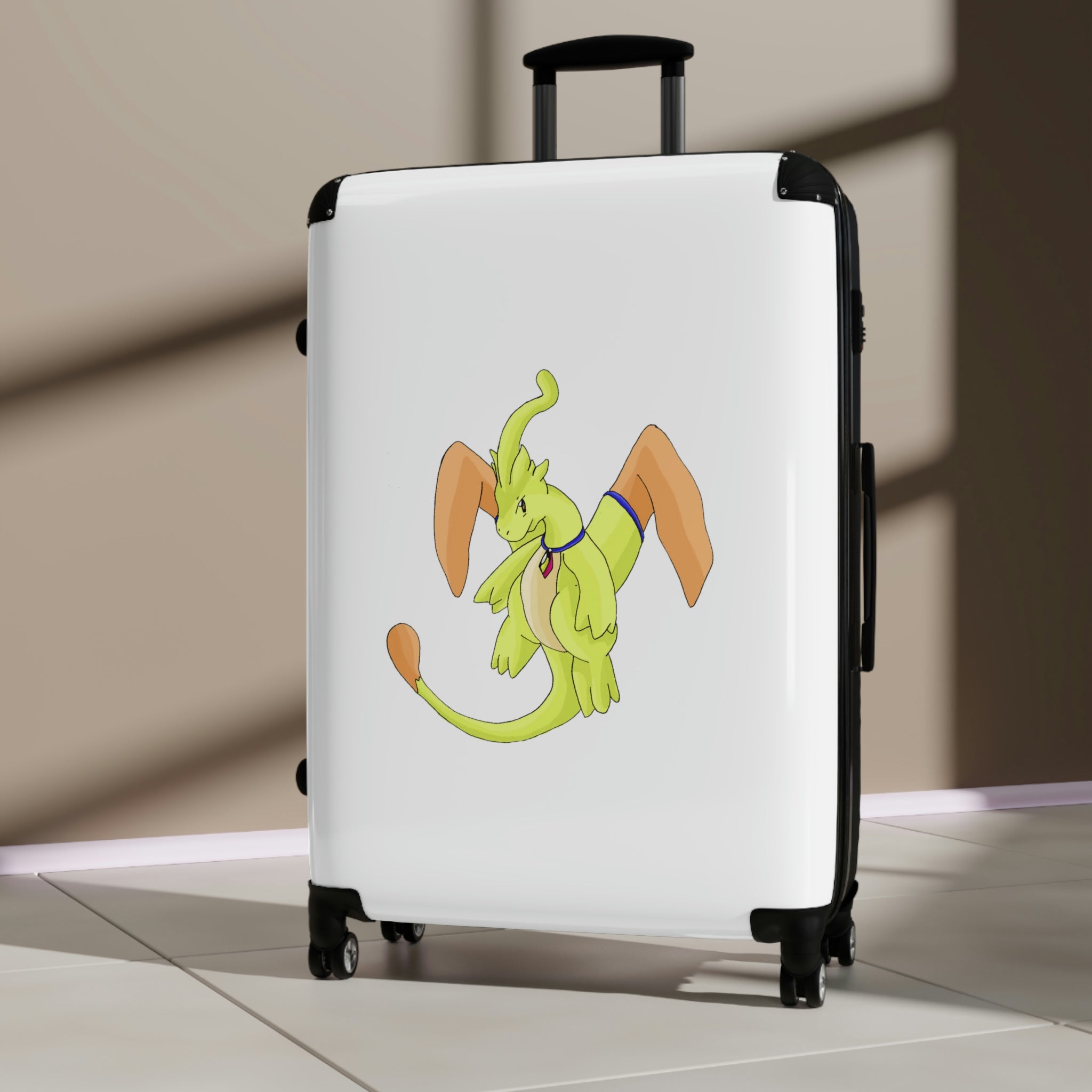 Mergilender Cabin Suitcase featuring a personalized design, lightweight polycarbonate shell, and 360° swivel wheels.