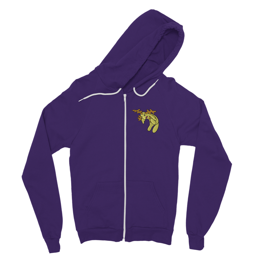 Mergilender Classic Adult Zip Hoodie in various colors, showcasing the zip closure, kangaroo pocket, and double fabric hood.