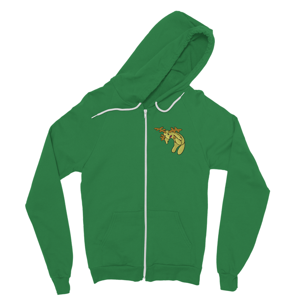 Mergilender Classic Adult Zip Hoodie in various colors, showcasing the zip closure, kangaroo pocket, and double fabric hood.