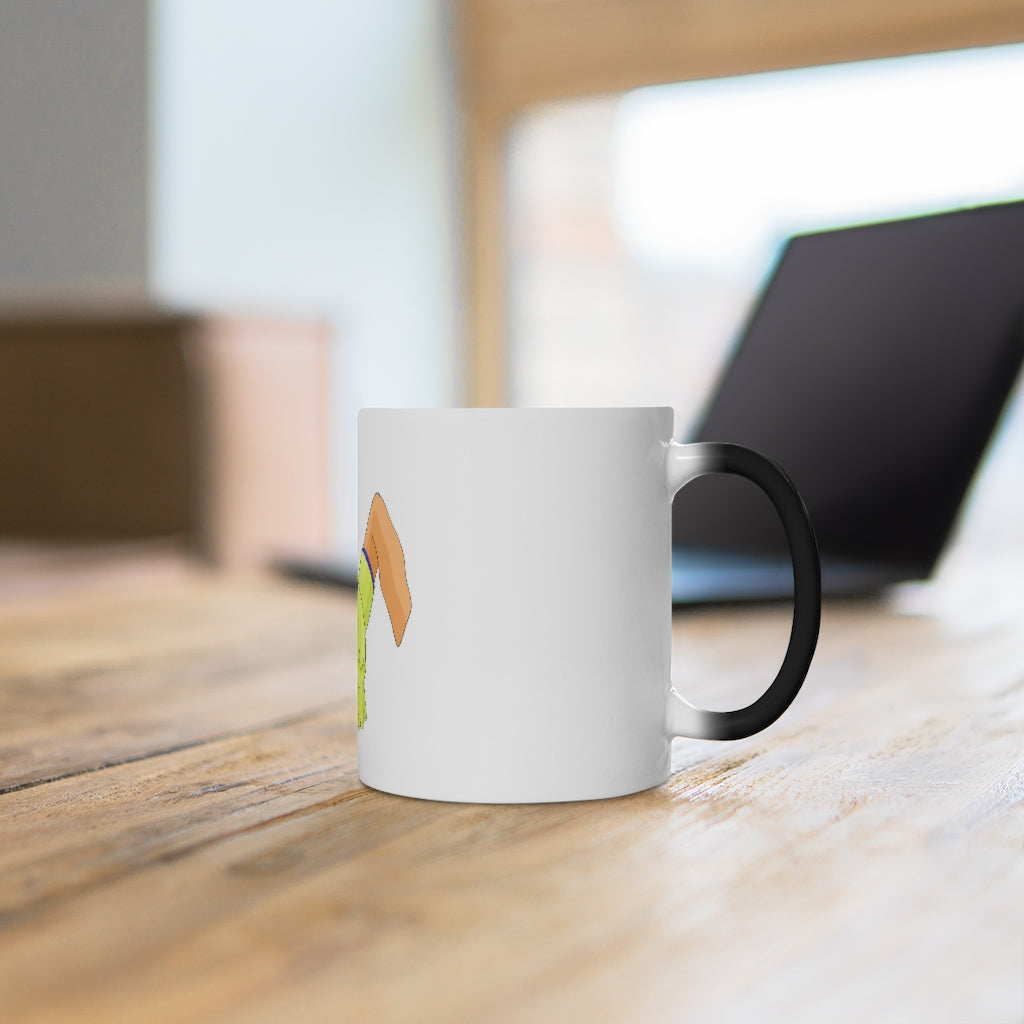 Mergilender Color Changing Mug showcasing its unique color-changing feature with a warm beverage inside.