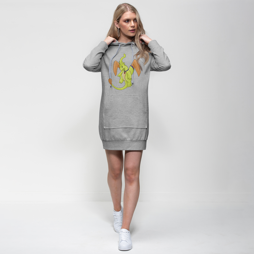 Mergilender Premium Adult Hoodie Dress featuring a relaxed fit, hood, and kangaroo pocket in a stylish design.