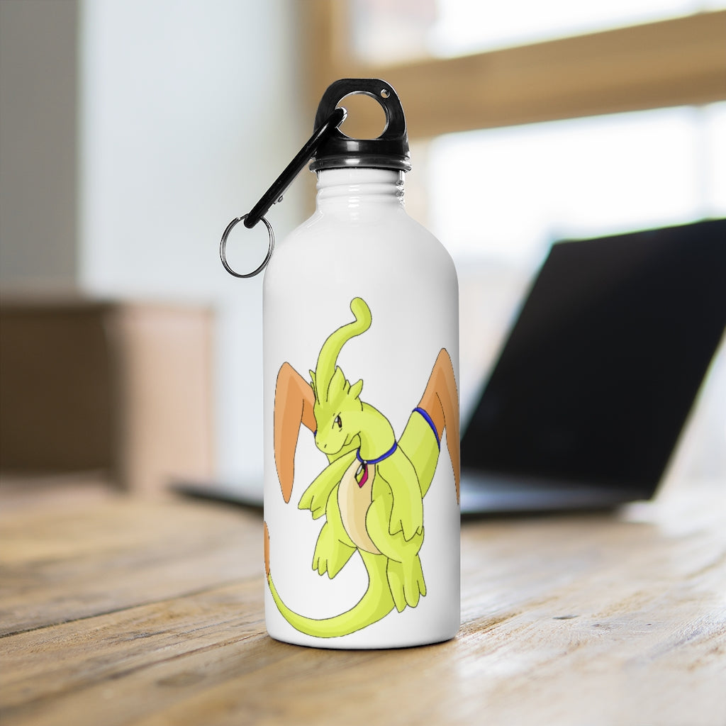 Mergilender Stainless Steel Water Bottle with a plastic screw top and carabiner, showcasing its sleek design and practical features.