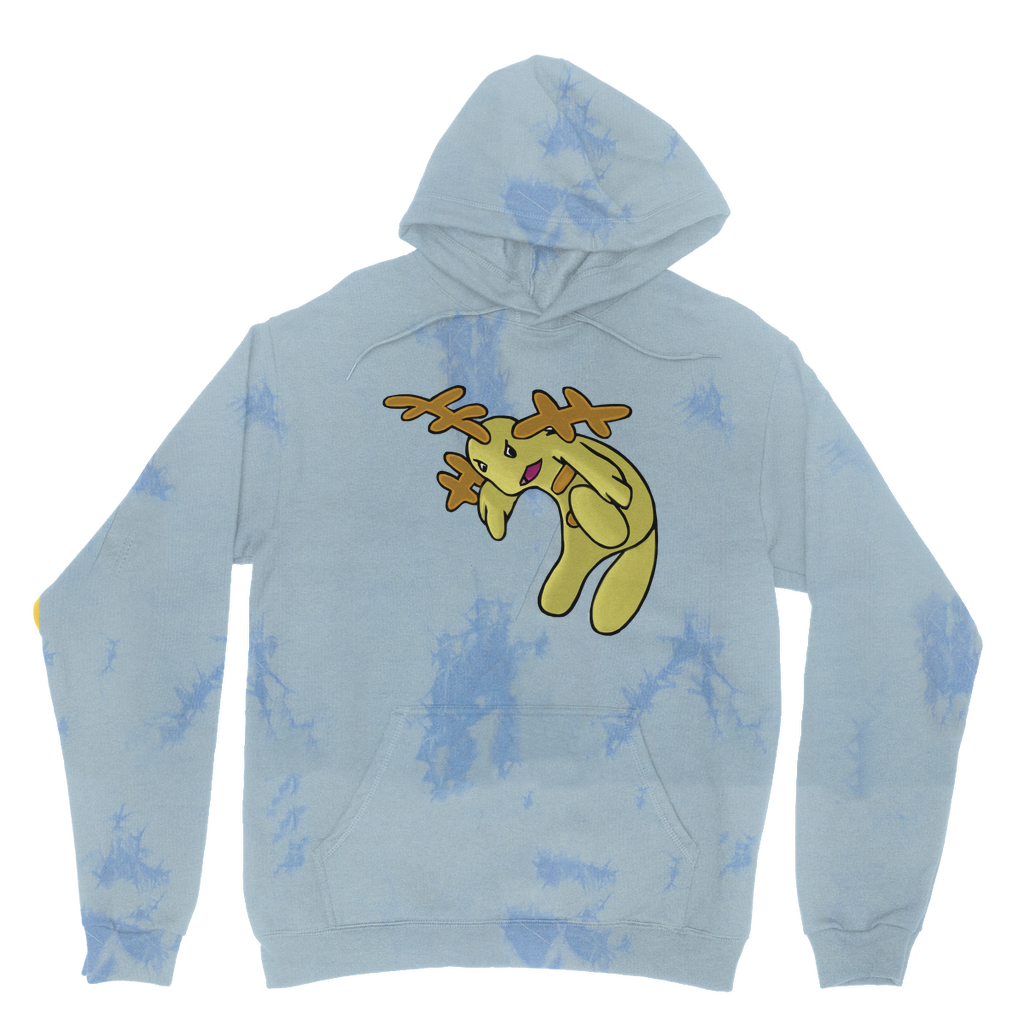 Mergilender Tie Dye Hoodie featuring a unique tie dye pattern, brushed back fleece, and a kangaroo pouch pocket.