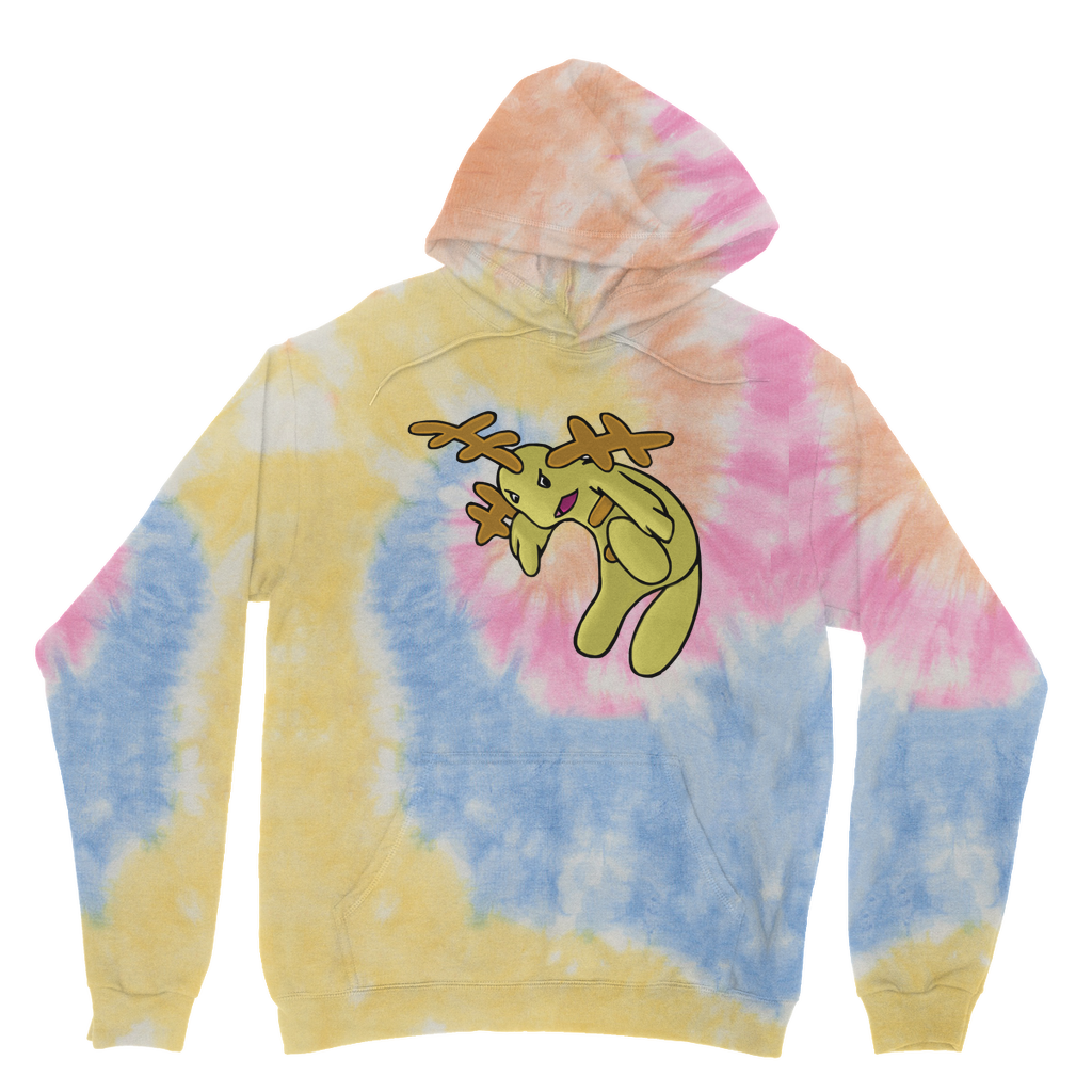 Mergilender Tie Dye Hoodie featuring a unique tie dye pattern, brushed back fleece, and a kangaroo pouch pocket.