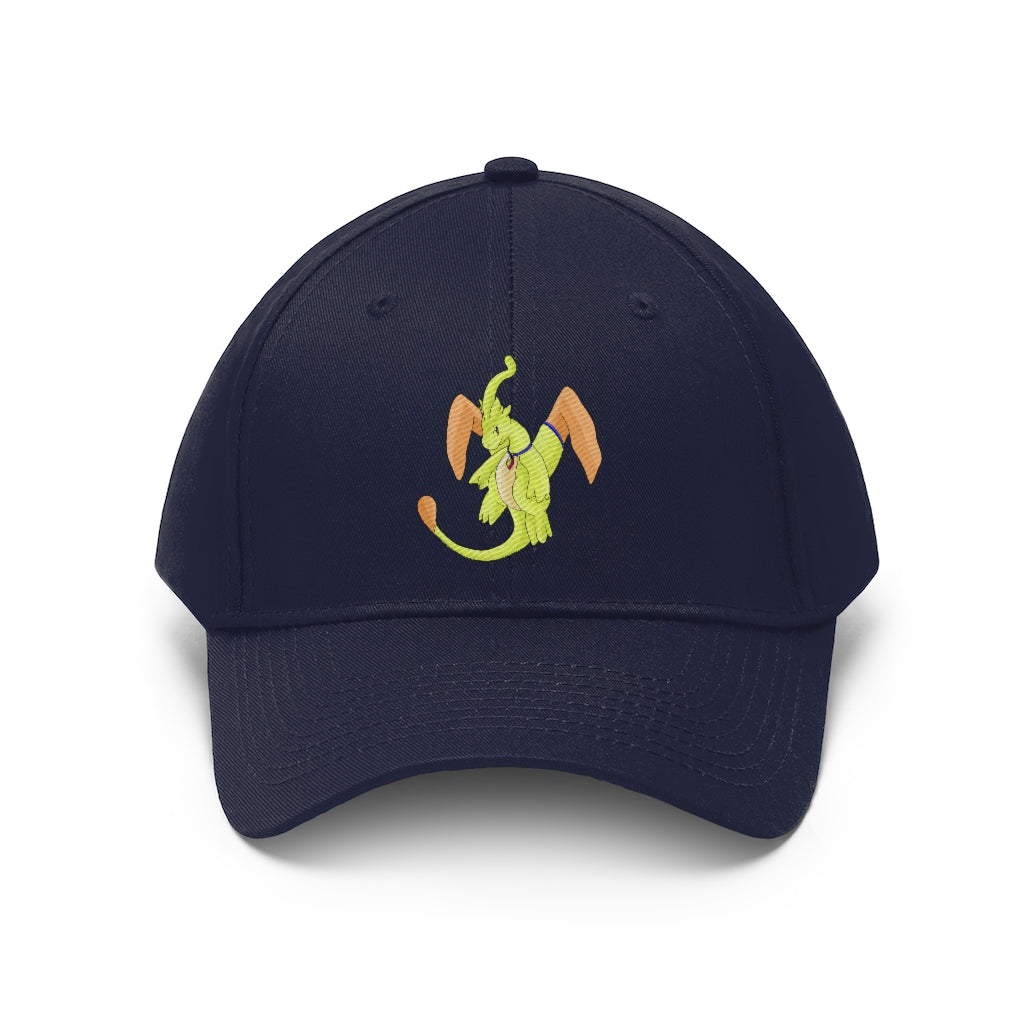 Mergilender Unisex Twill Hat in solid color, showcasing its 6-panel design and adjustable Velcro closure.