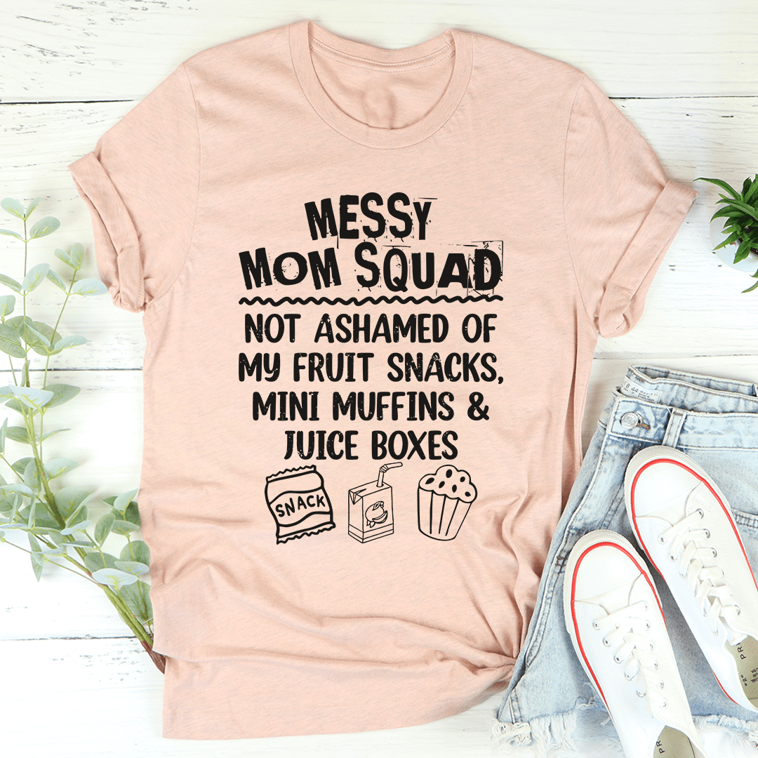 Messy Mom Squad T-Shirt in various colors, showcasing its soft fabric and durable design.