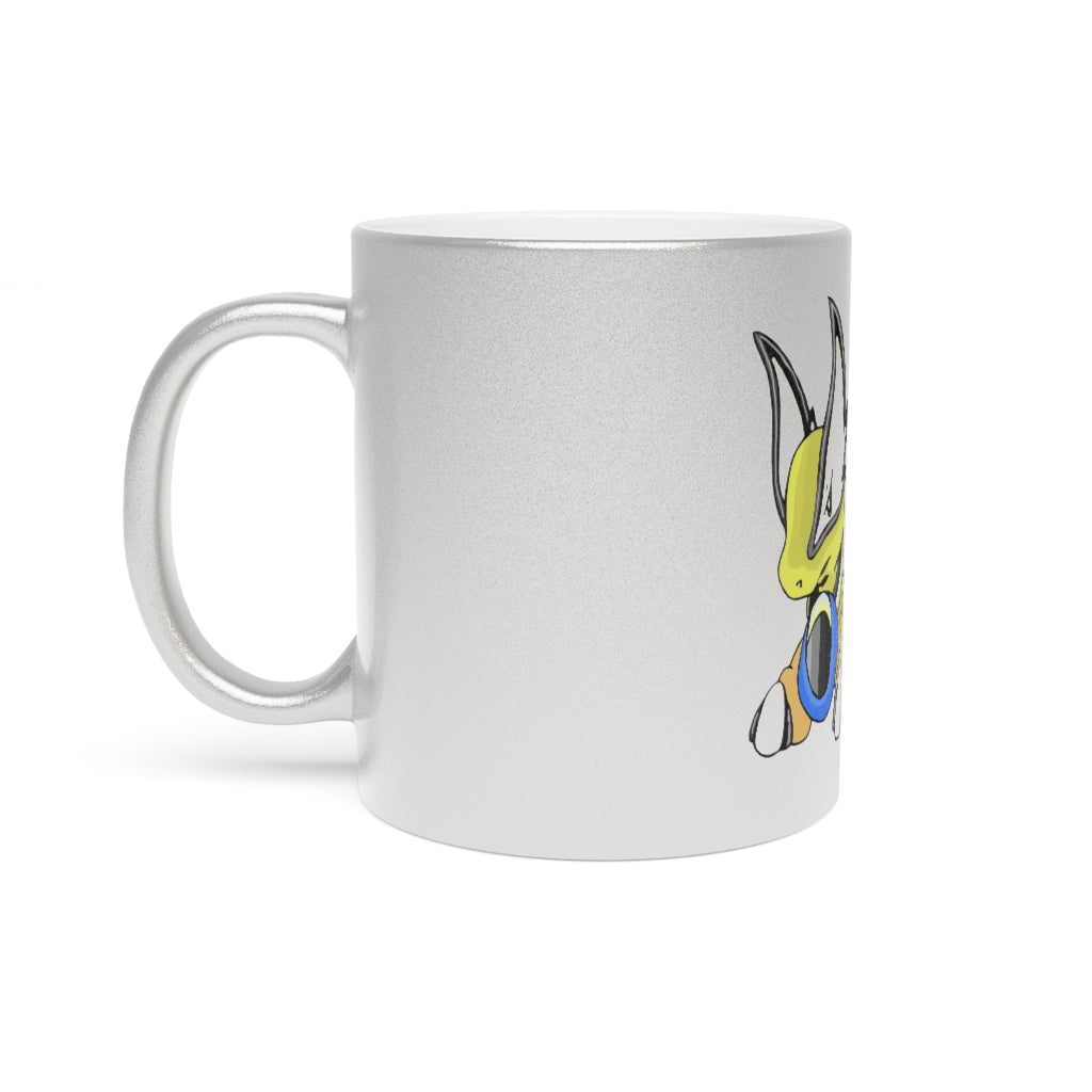 A stylish metallic mug available in silver and gold, showcasing a shiny finish and customizable design options.