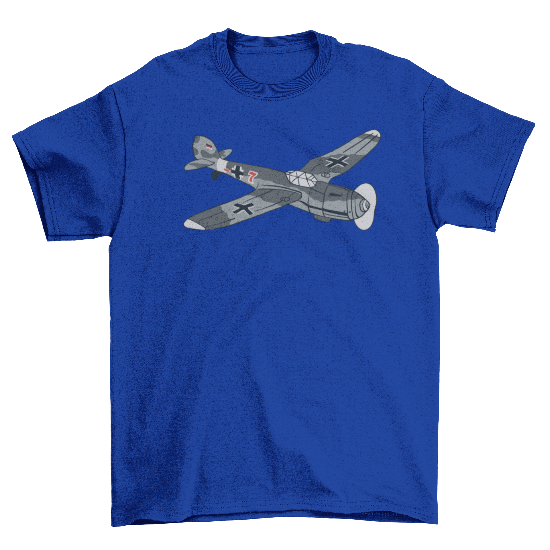 Military aircraft t-shirt featuring a German WWII fighter plane design, showcasing aviation history.