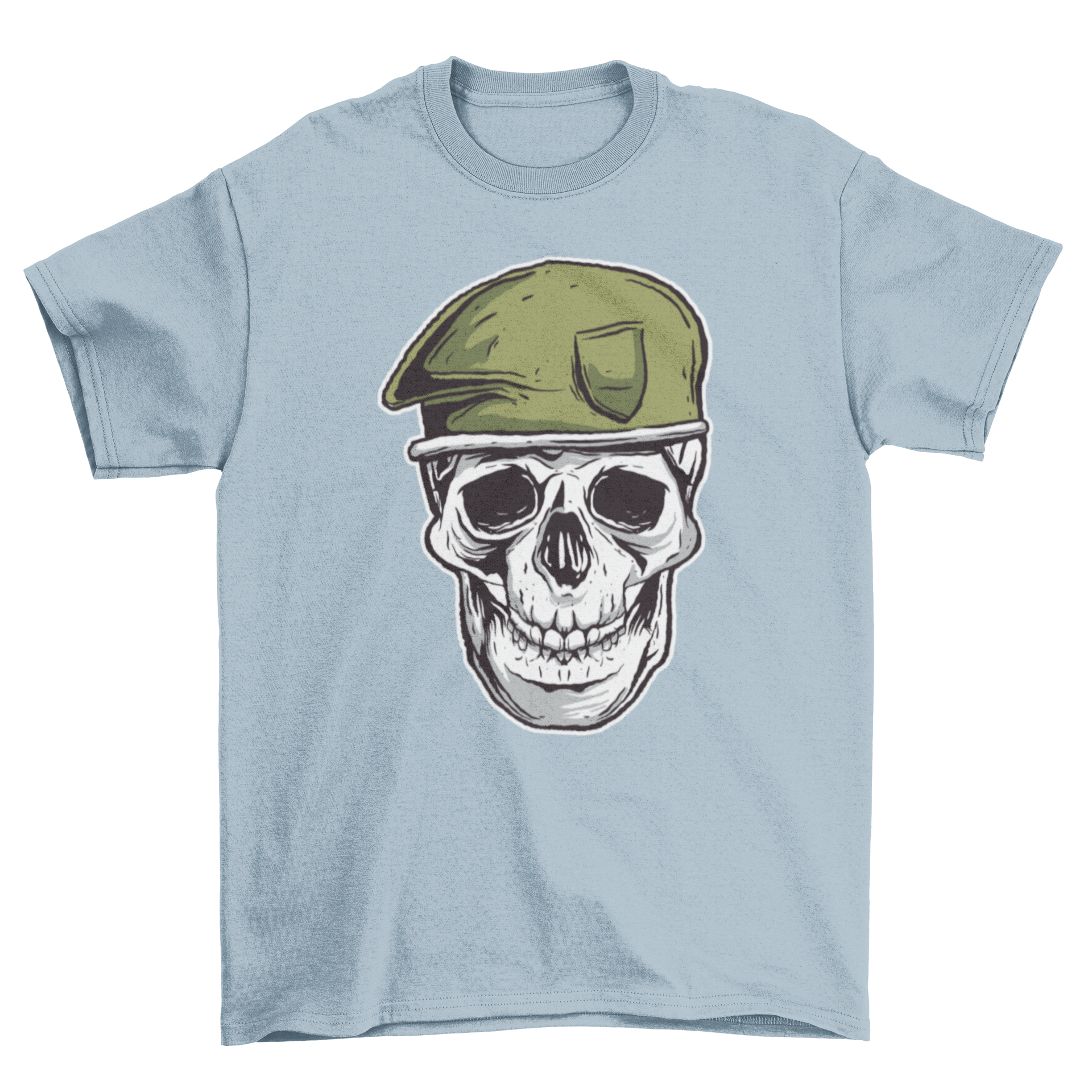 Military Skull T-Shirt featuring a detailed skull illustration with a military beret, perfect for edgy fashion enthusiasts.