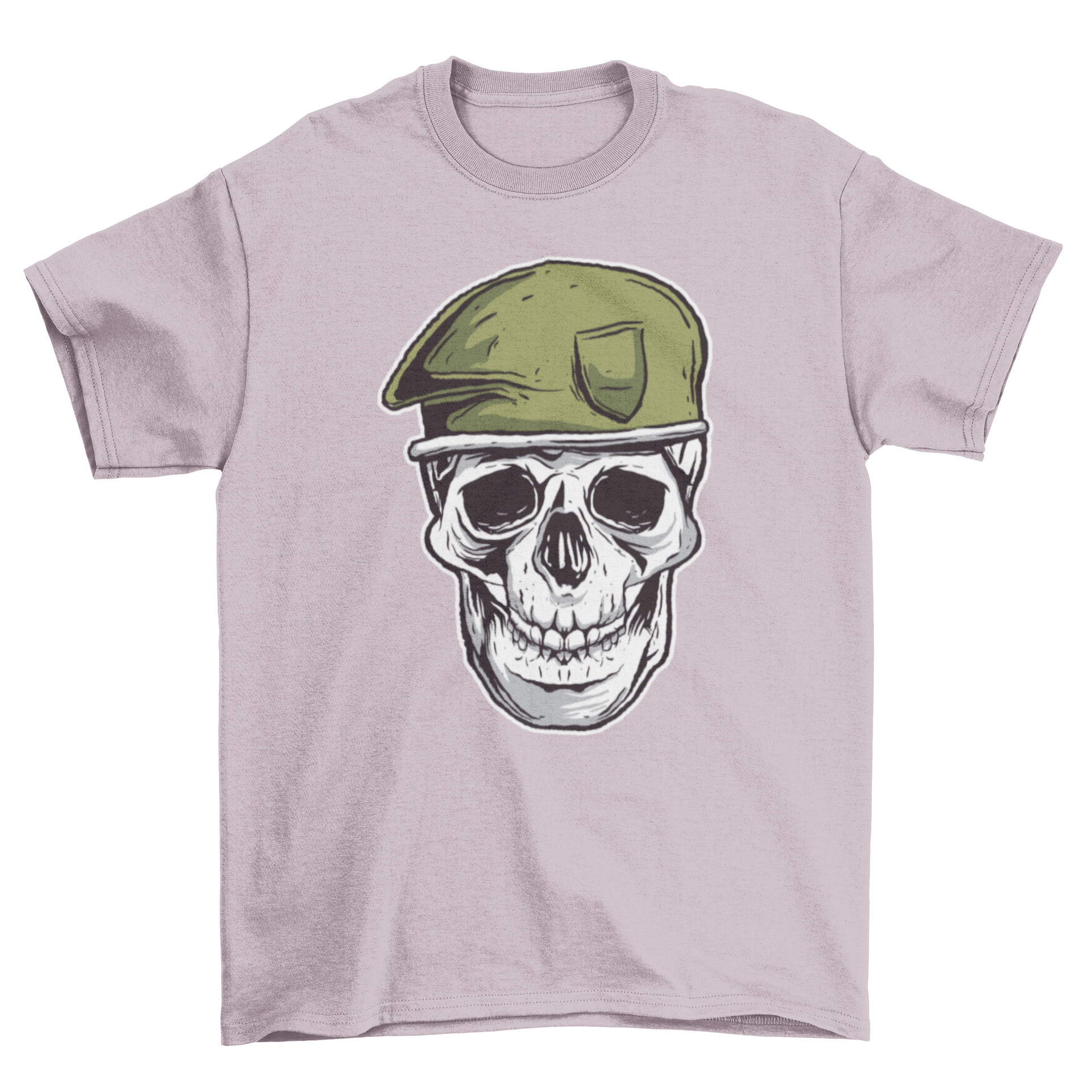 Military Skull T-Shirt featuring a detailed skull illustration with a military beret, perfect for edgy fashion enthusiasts.