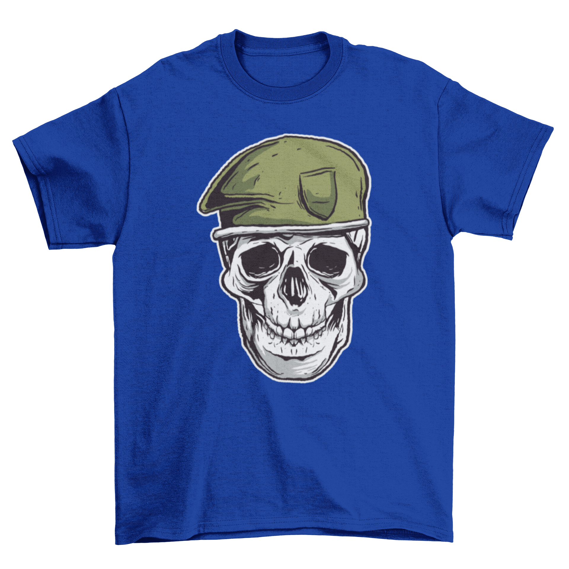 Military Skull T-Shirt featuring a detailed skull illustration with a military beret, perfect for edgy fashion enthusiasts.