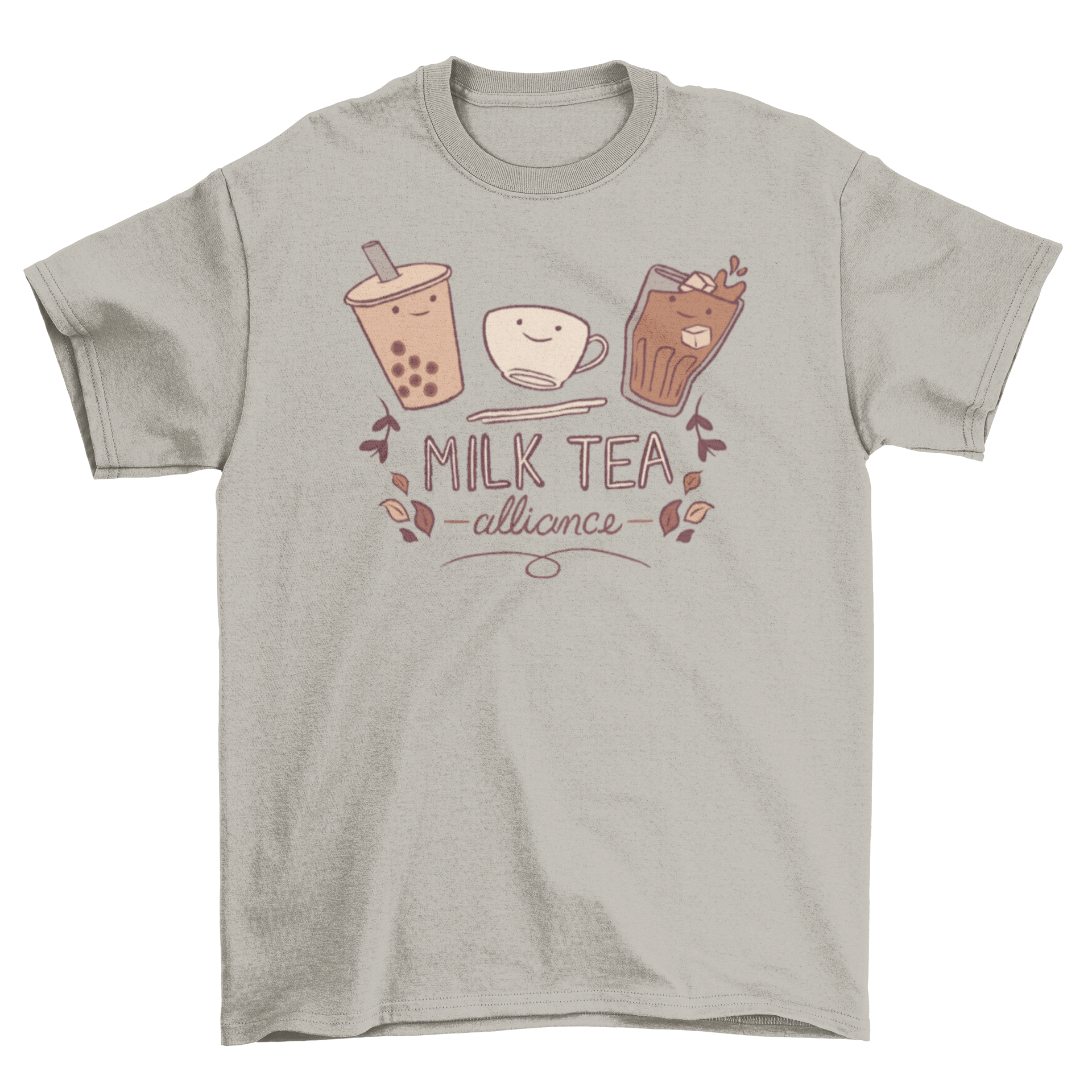 Milk Tea Alliance t-shirt featuring cute drink designs and the quote 'Milk Tea Alliance'.