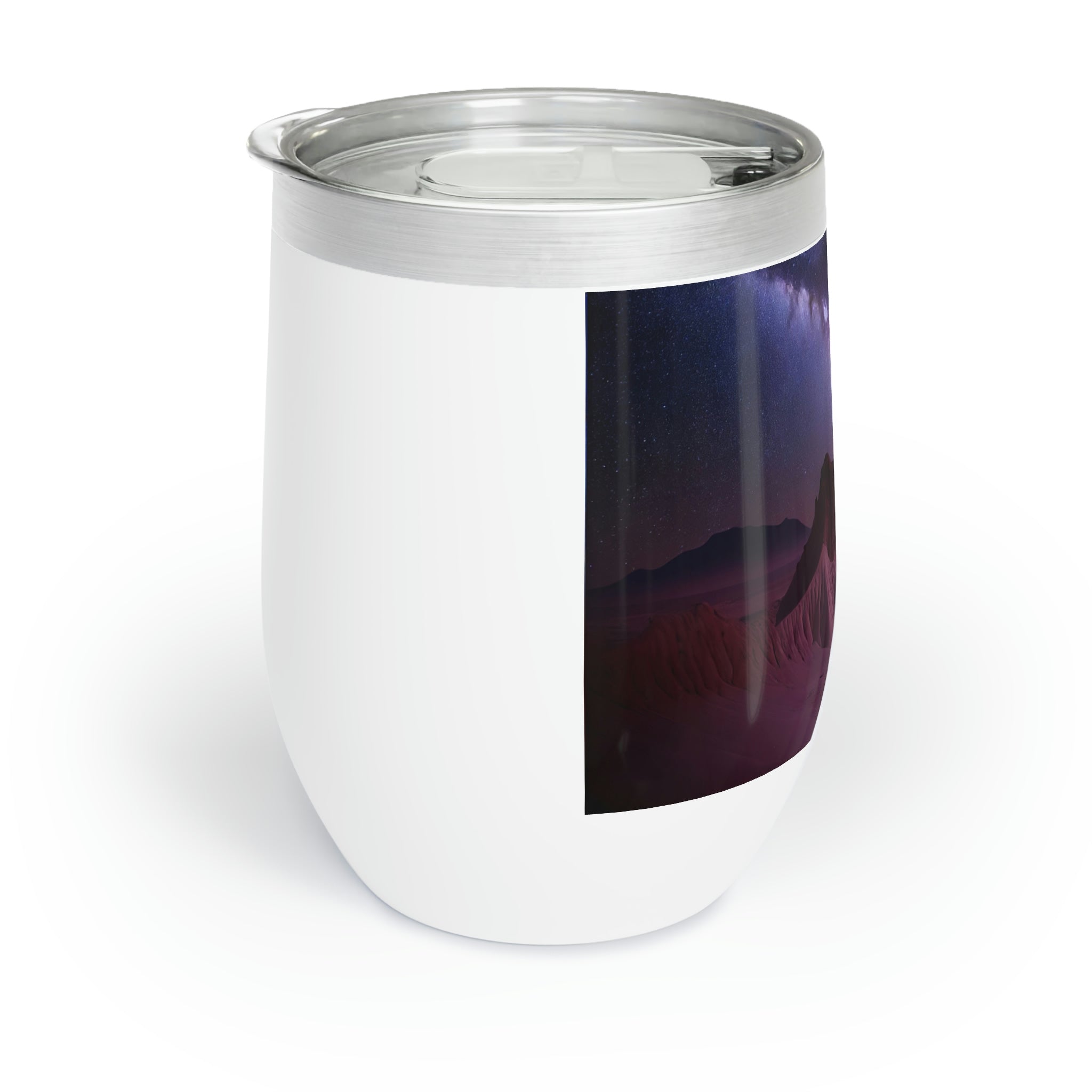 Milky Galaxy Chill Wine Tumbler featuring a stylish design with double-insulated walls for temperature retention, perfect for wine lovers.