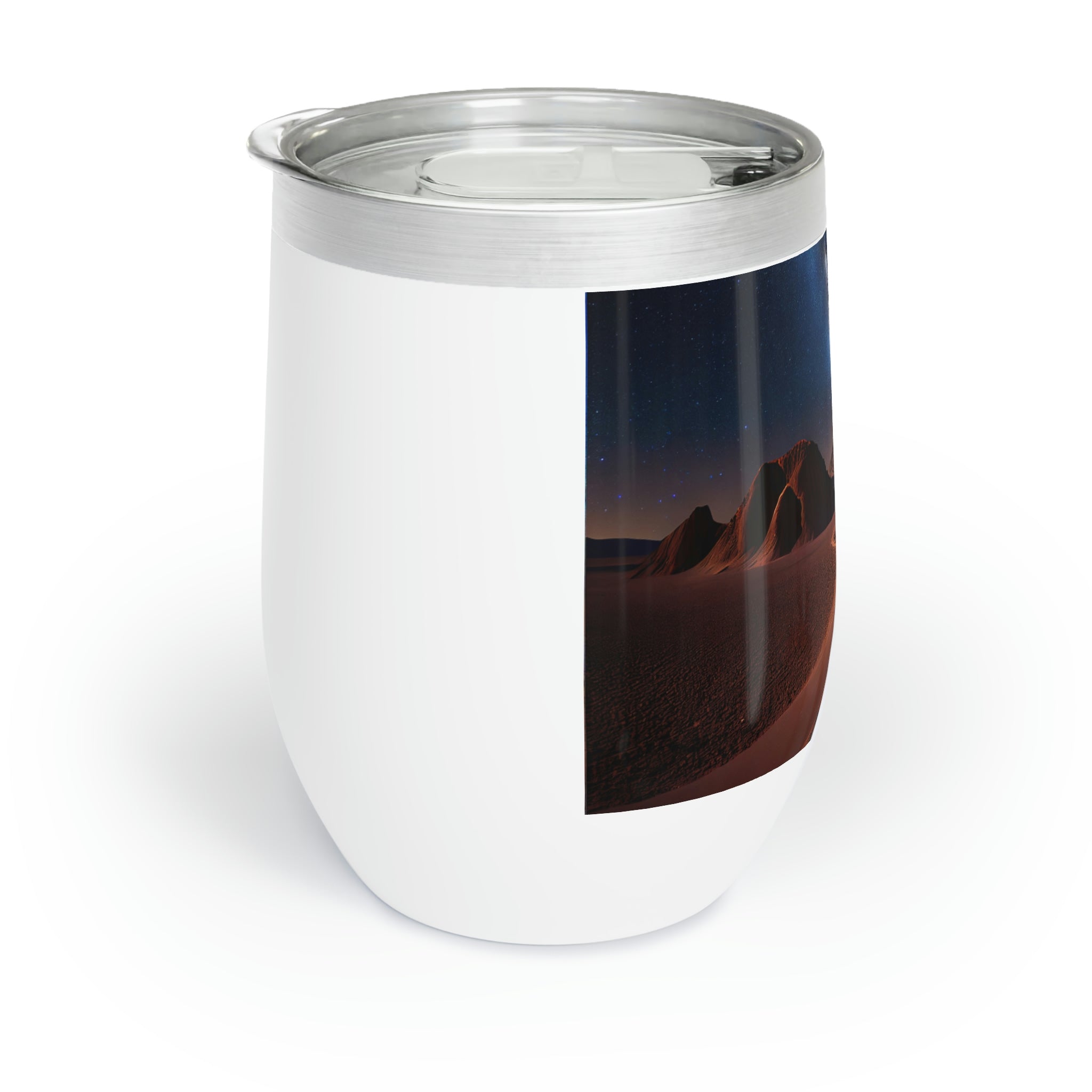 Milky Galaxy Chill Wine Tumbler showcasing its sleek stainless steel design and double-insulated walls, perfect for wine lovers.