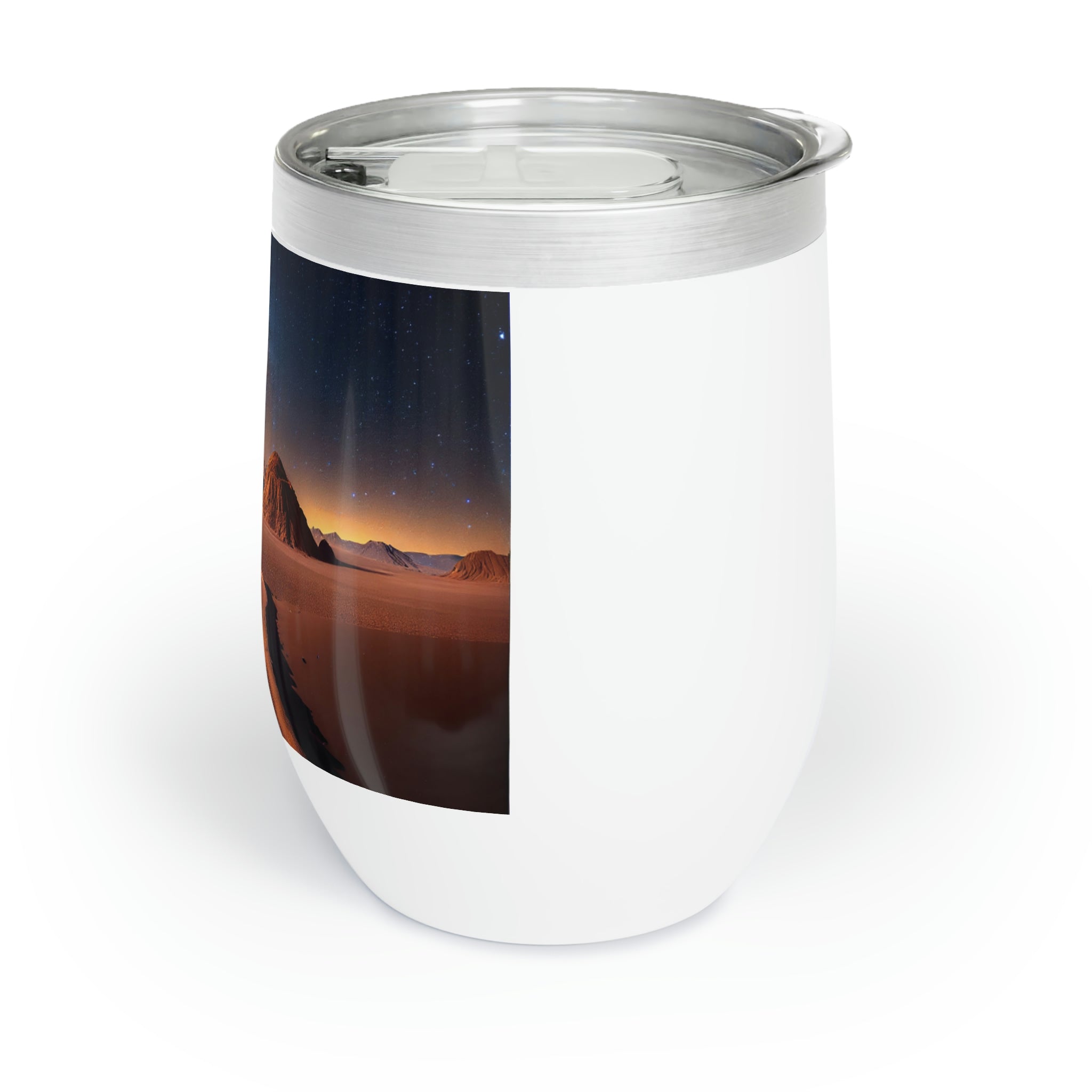 Milky Galaxy Chill Wine Tumbler showcasing its sleek stainless steel design and double-insulated walls, perfect for wine lovers.