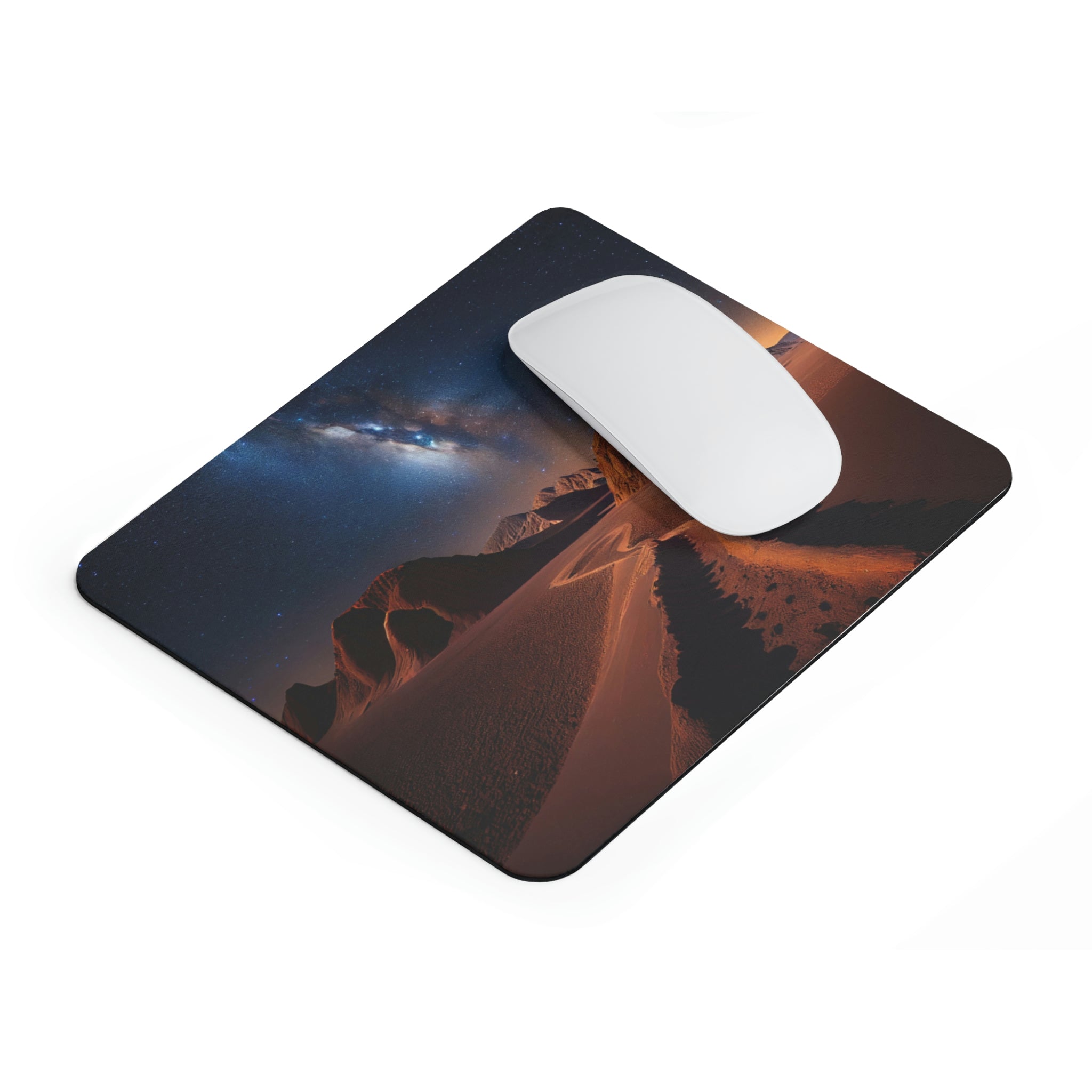 Milky Galaxy Mouse Pad featuring a vibrant galaxy design with a smooth surface and non-slip rubber base, perfect for any workspace.