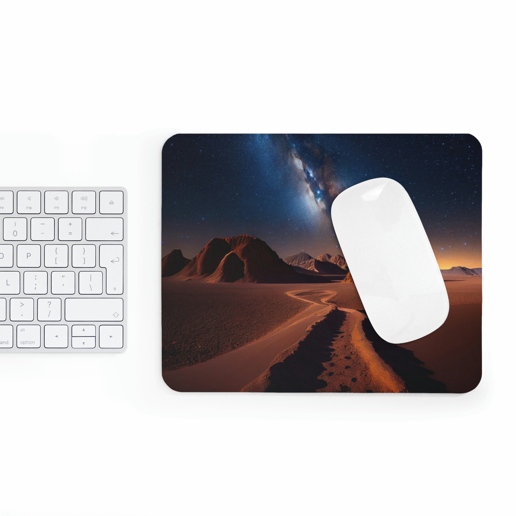 Milky Galaxy Mouse Pad featuring a vibrant galaxy design with a smooth surface and non-slip rubber base, perfect for any workspace.