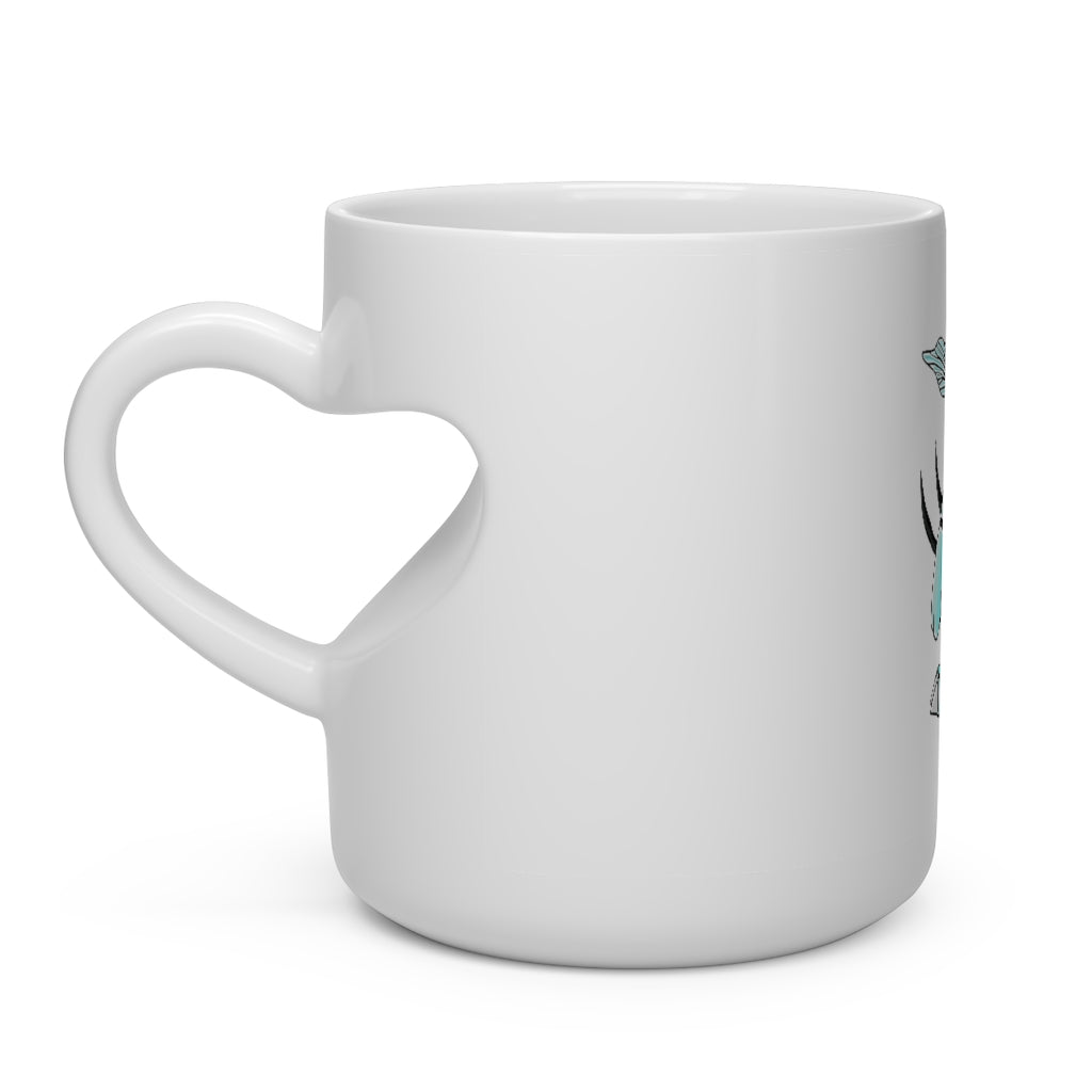 Mimatic Heart Shape Mug in white ceramic with a heart-shaped handle, perfect for hot beverages.