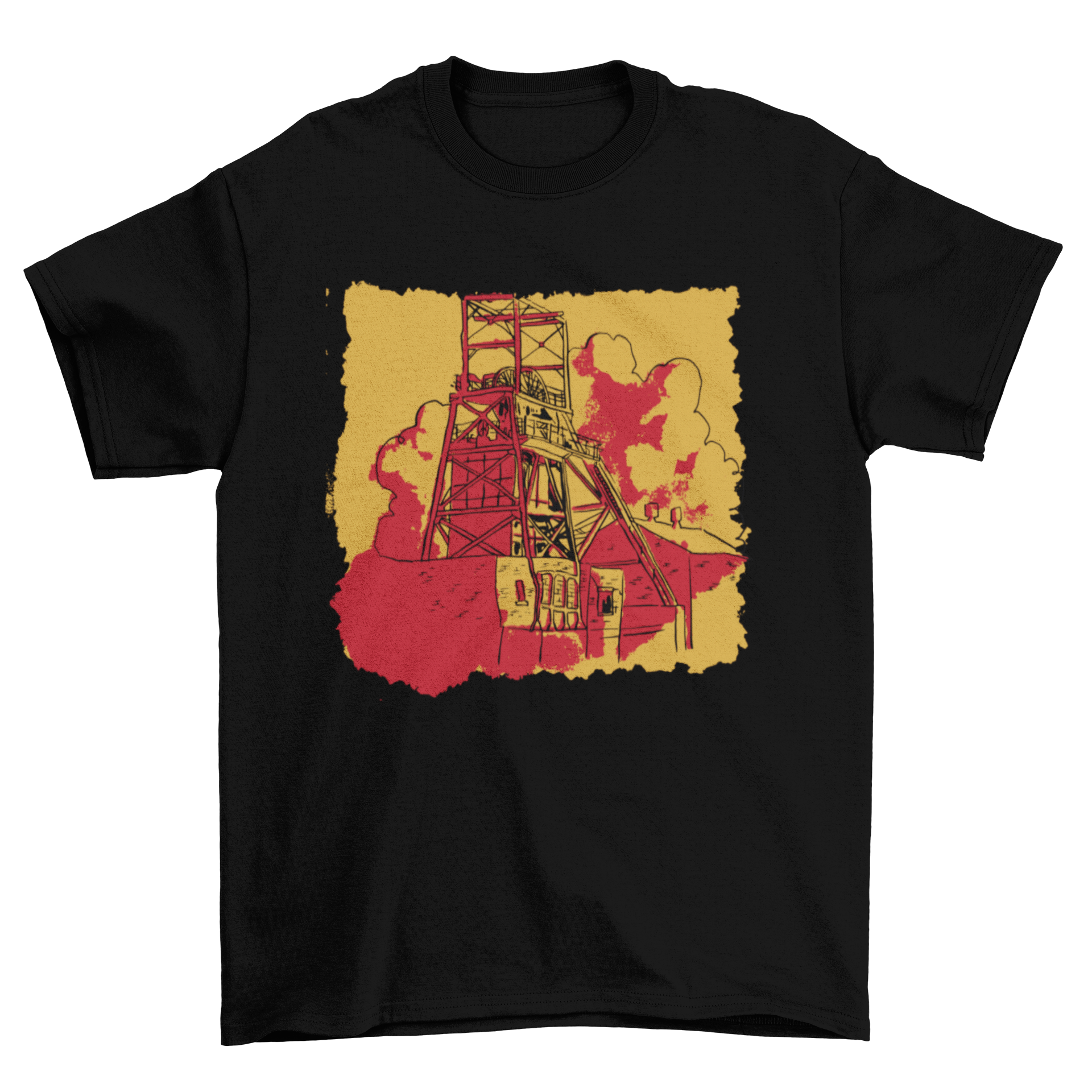 A stylish t-shirt featuring a detailed mine shaft design, perfect for mining enthusiasts.