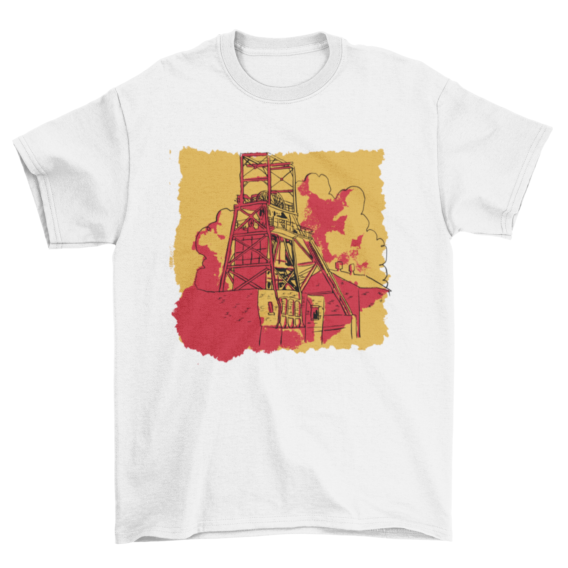 A stylish t-shirt featuring a detailed mine shaft design, perfect for mining enthusiasts.