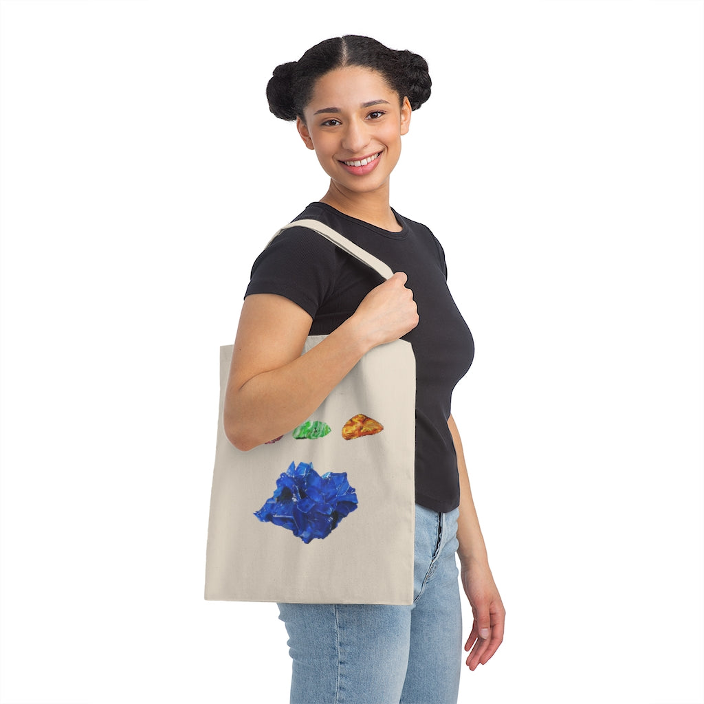 Minerals Canvas Tote Bag made of 100% cotton sheeting, featuring reinforced handles and a spacious design for everyday use.