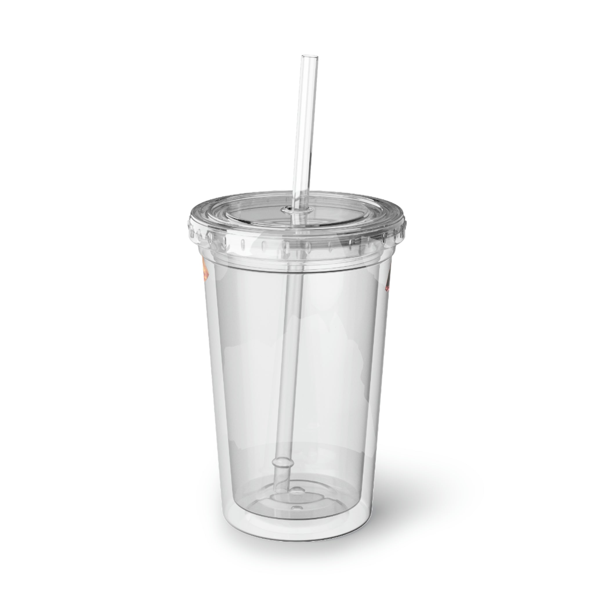 Minerals Suave Acrylic Cup with double-wall insulation, featuring a plastic lid and straw, ideal for hot and cold beverages.