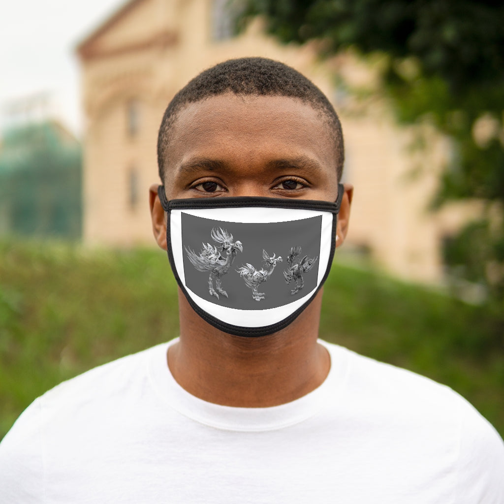 A stylish Mixed-Fabric Face Mask featuring a black outer edge and earloops, made from polyester and cotton for comfort and protection.