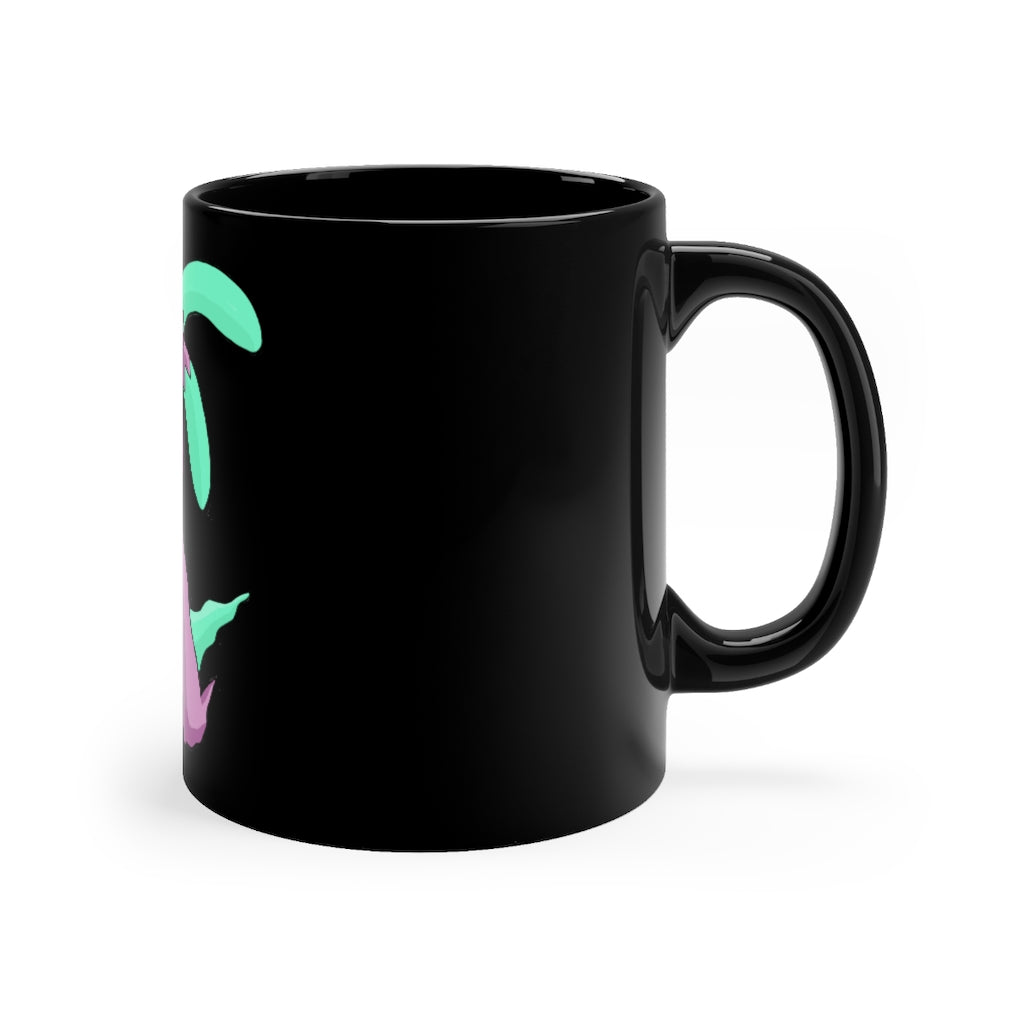 Molepha Black mug 11oz with a sleek design, featuring rounded corners and a C-handle, perfect for coffee or tea.